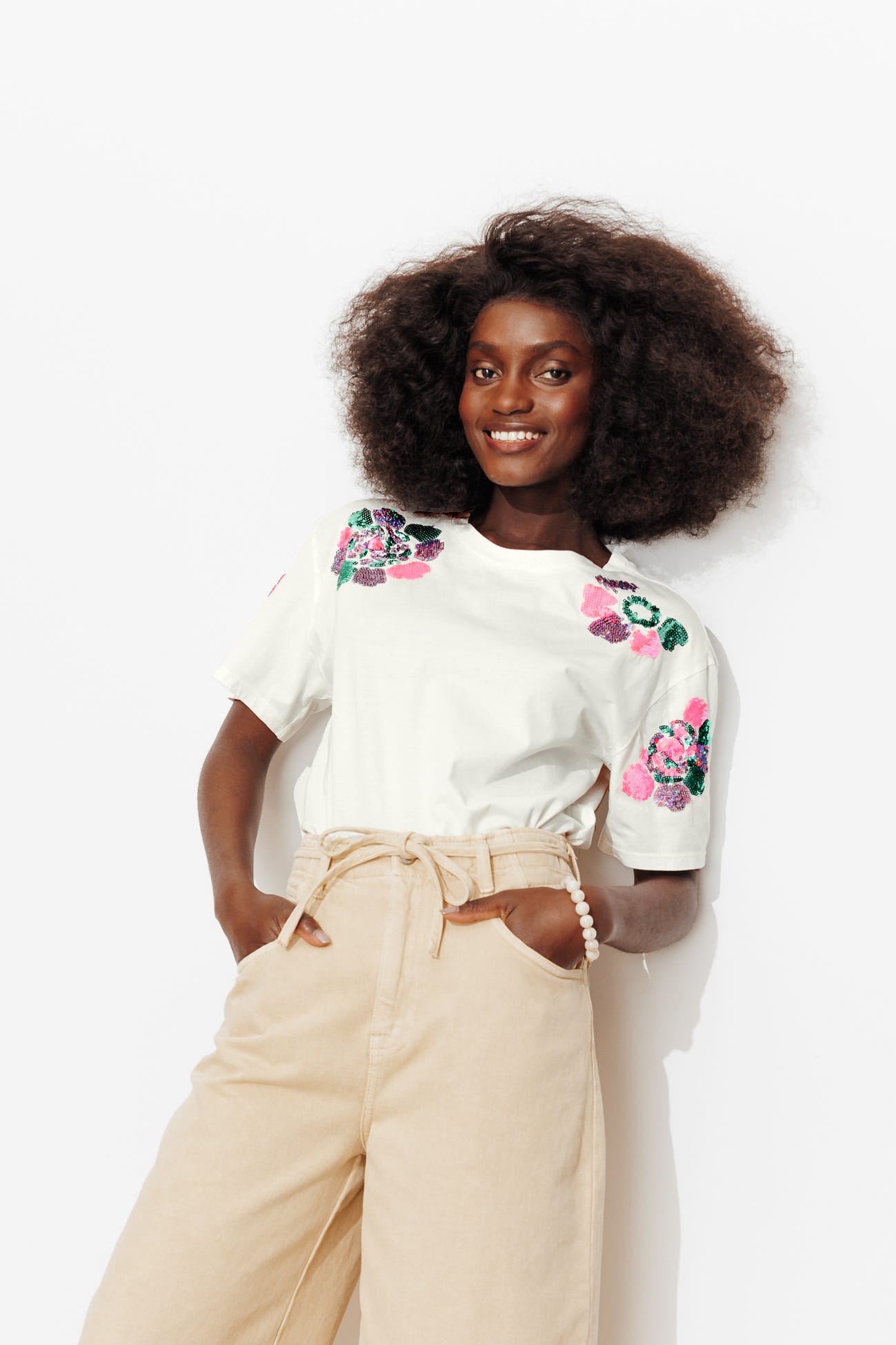 T-shirt paillettes donna