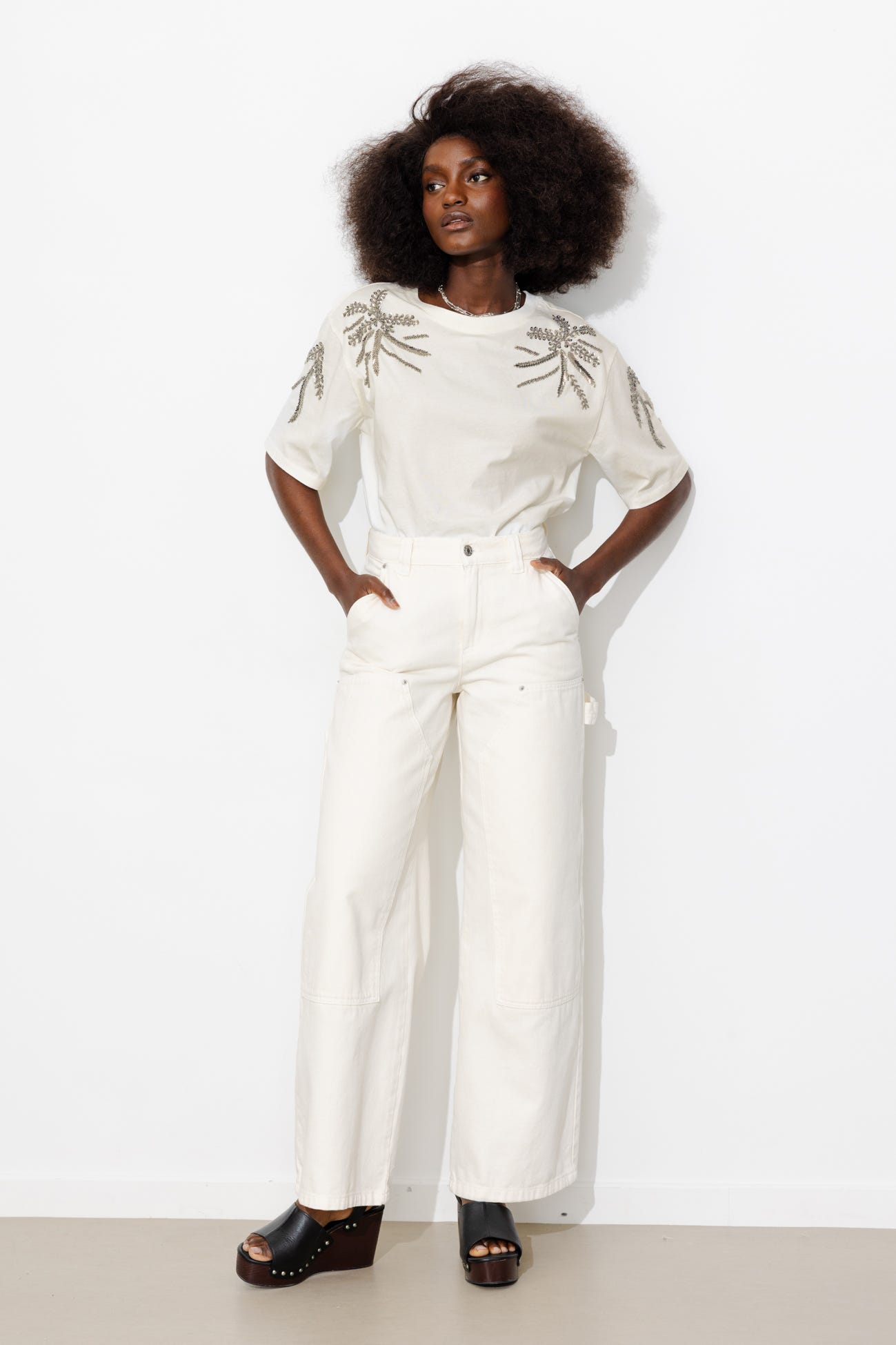 T-shirt con perle donna