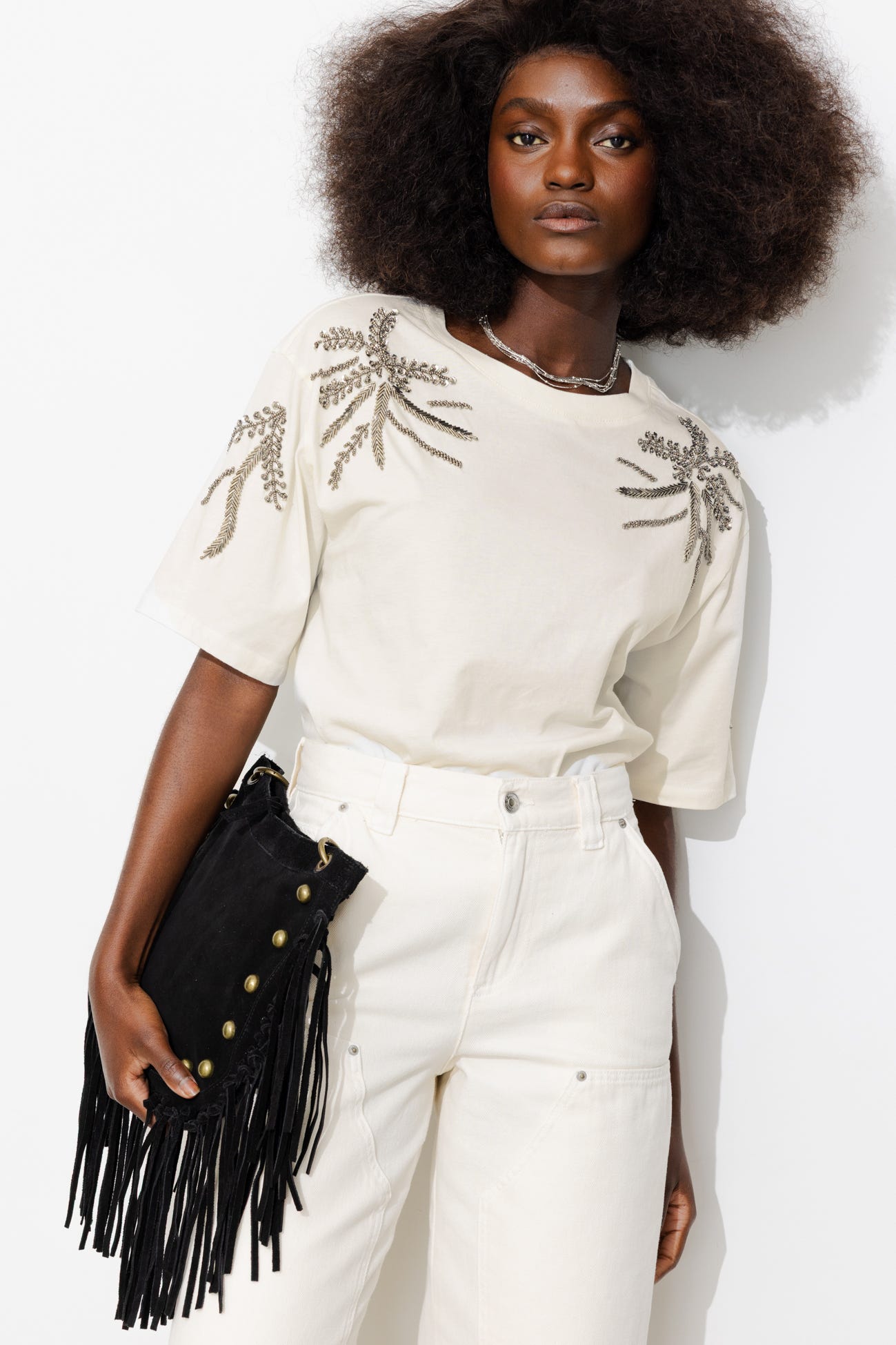 T-shirt con perle donna