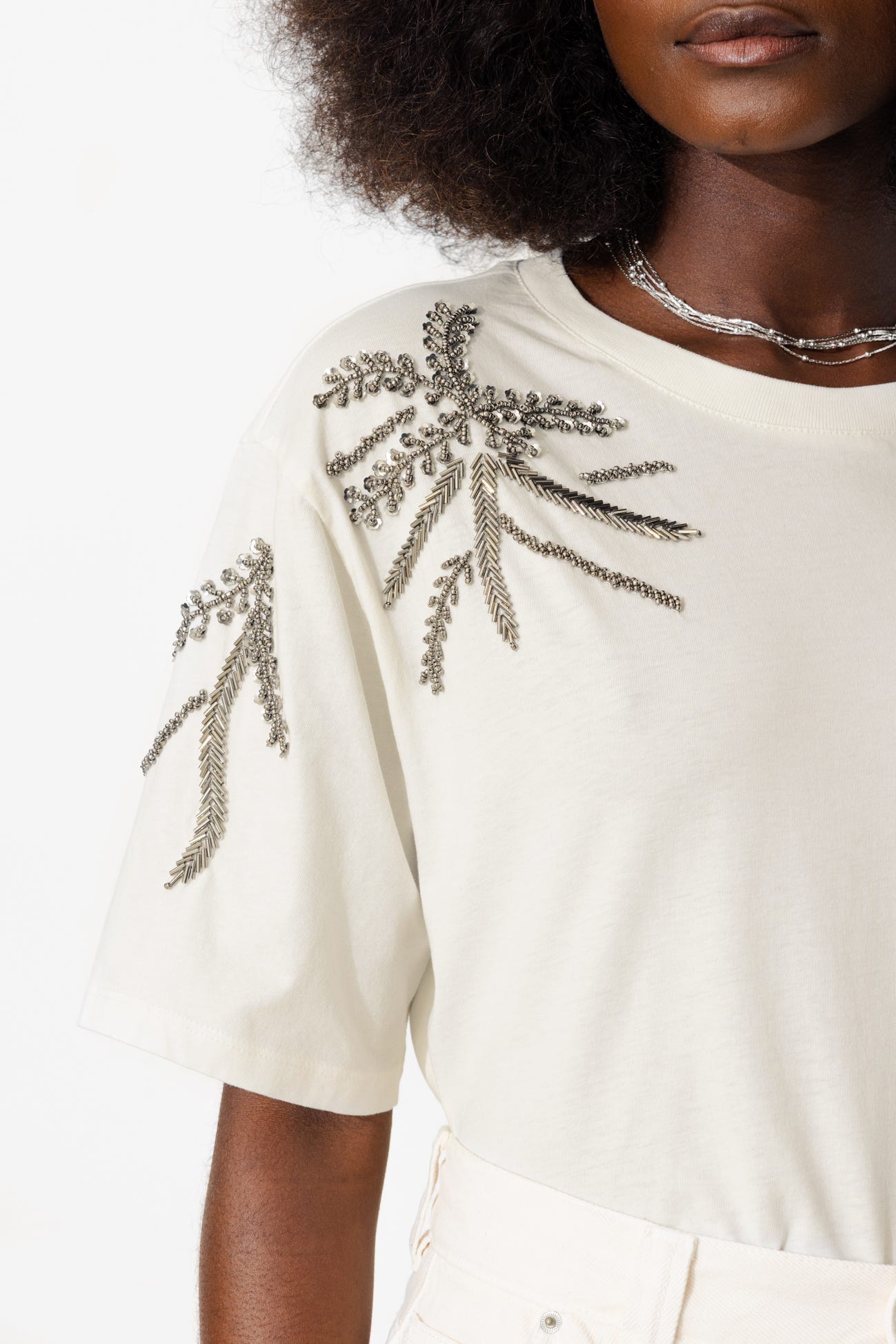 T-shirt con perle donna