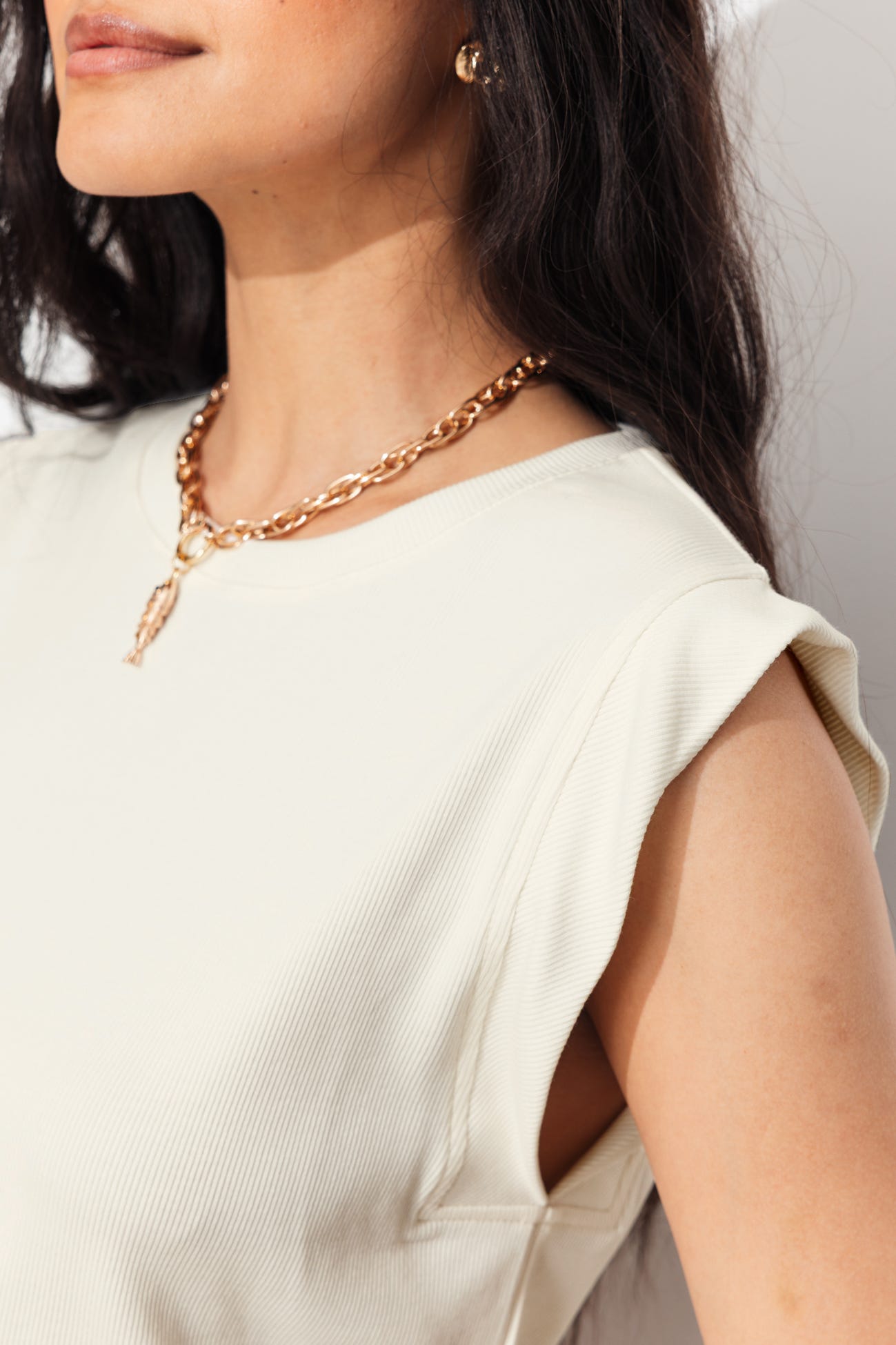 T-shirt en jersey côtelé Femme