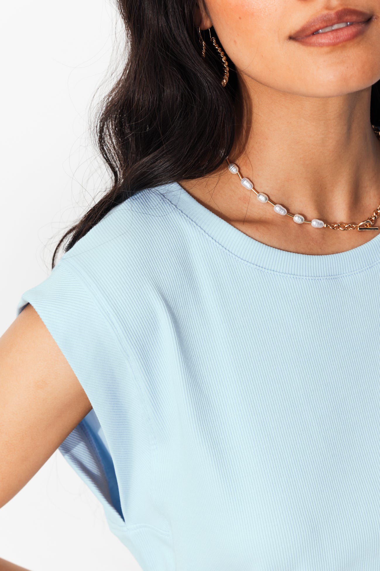 T-shirt en jersey côtelé Femme