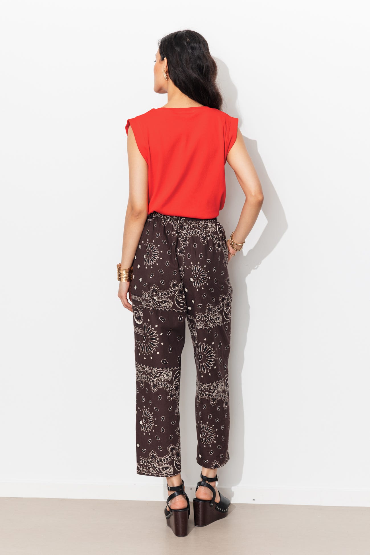 T-shirt en jersey côtelé Femme