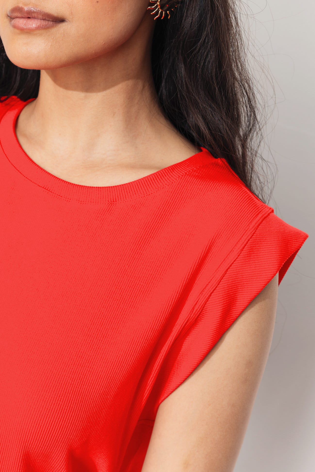 T-shirt en jersey côtelé Femme