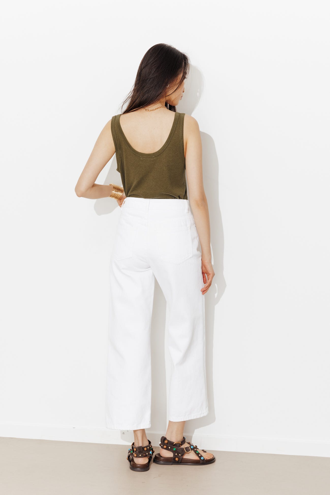 Linen-blend sleeveless top