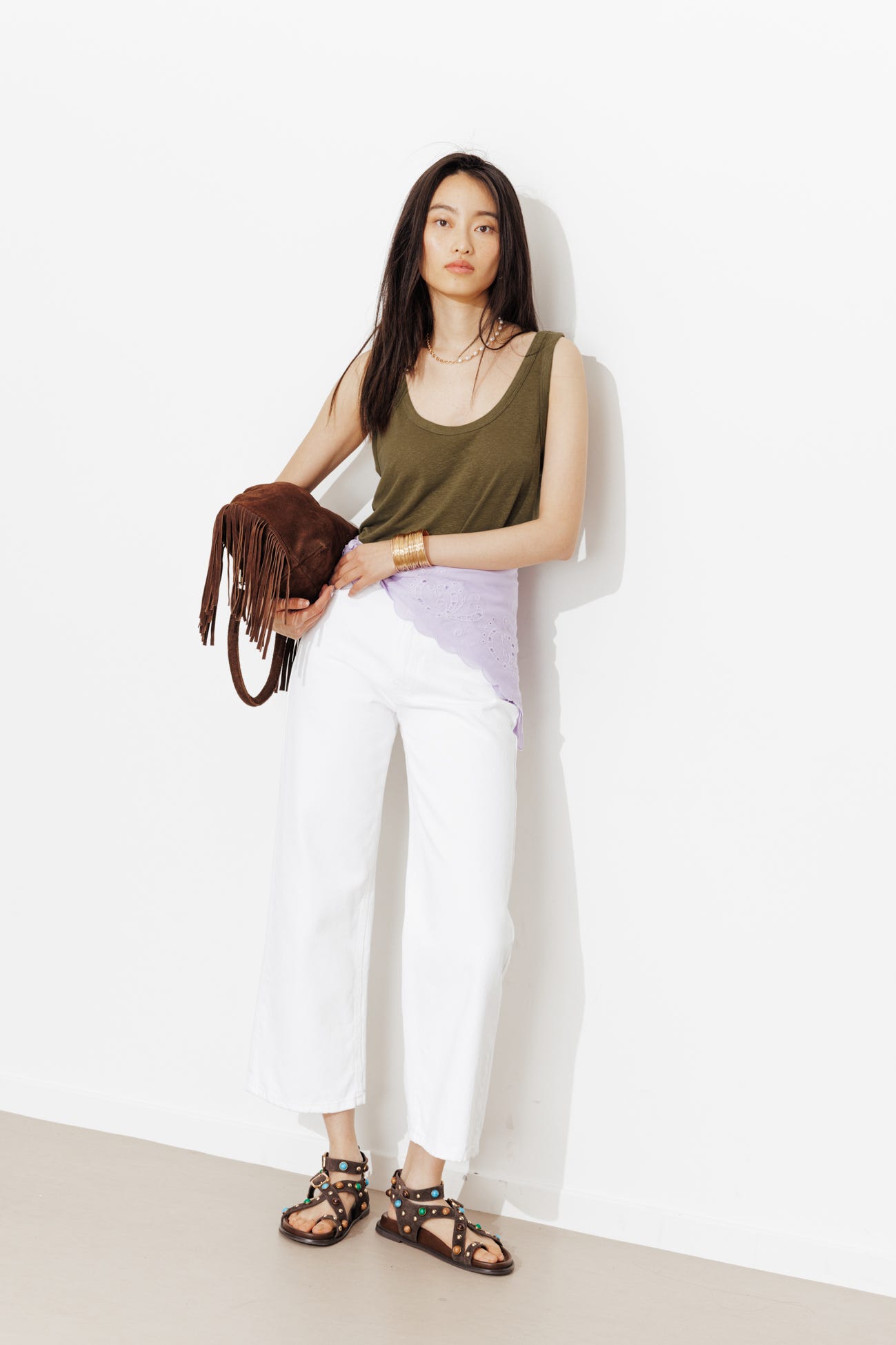 Linen-blend sleeveless top
