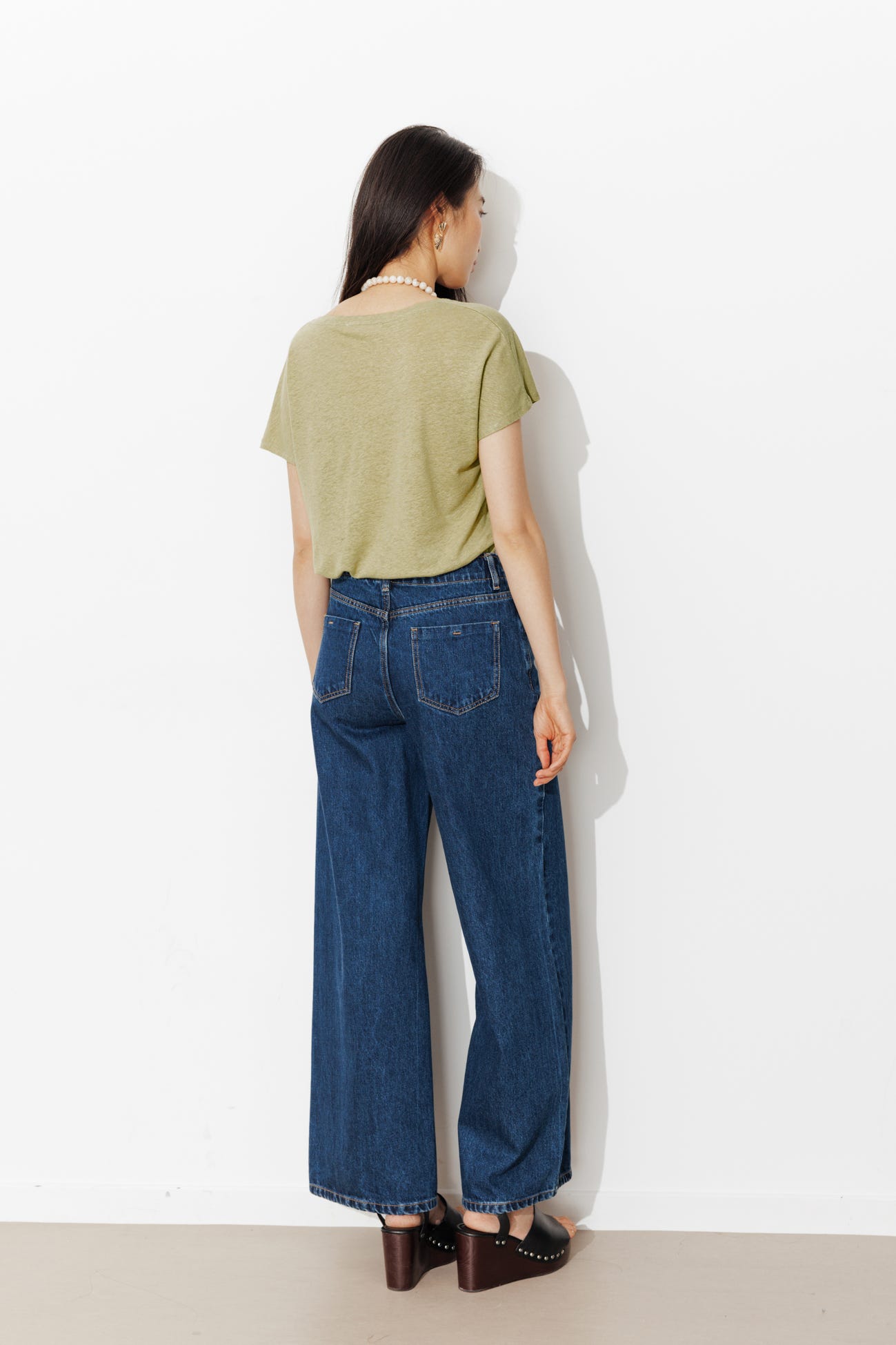 T-shirt uni col V Femme