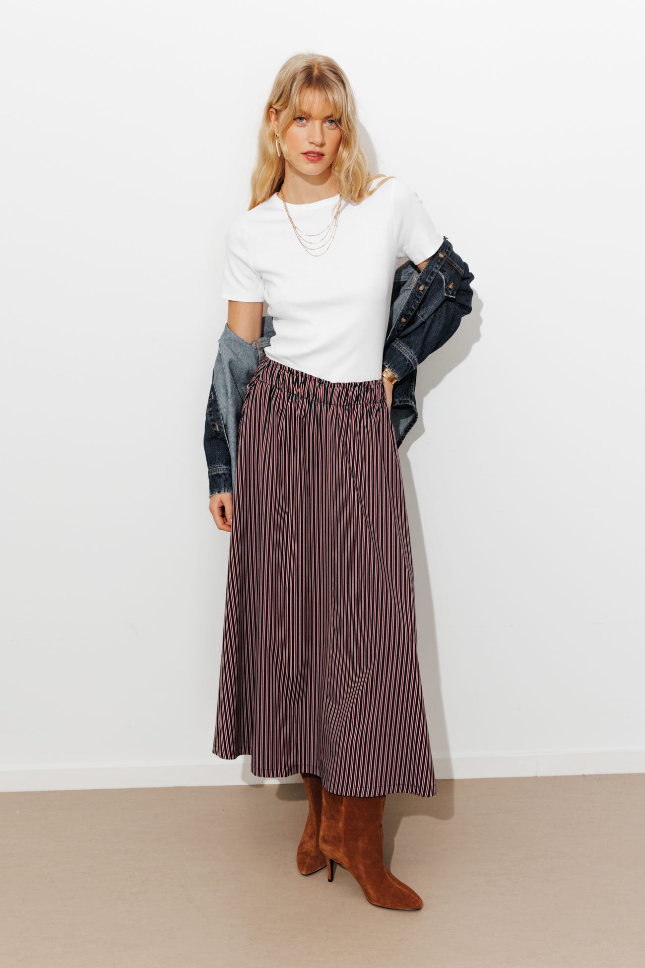 T-shirt in cotone a costine