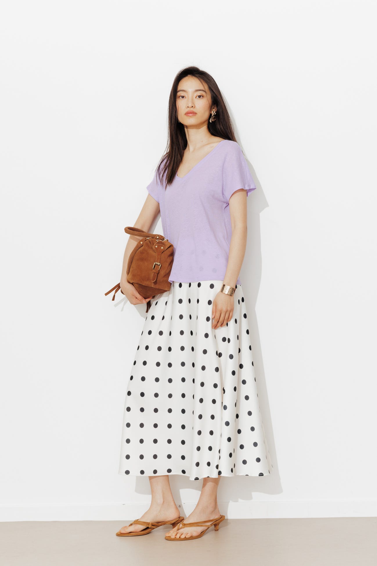 T-shirt uni col V Femme