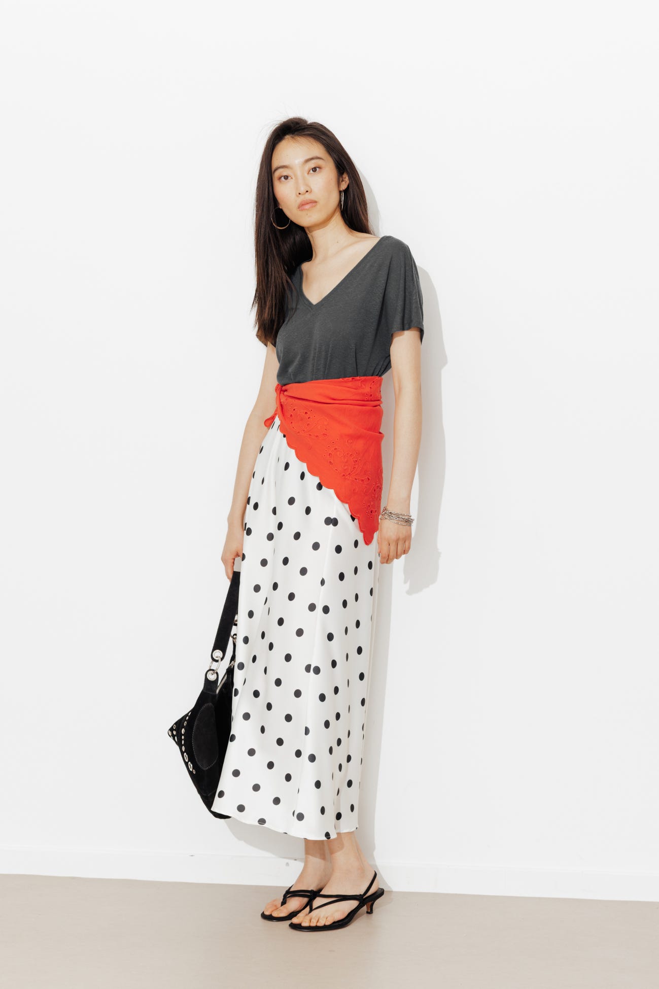 T-shirt uni col V Femme