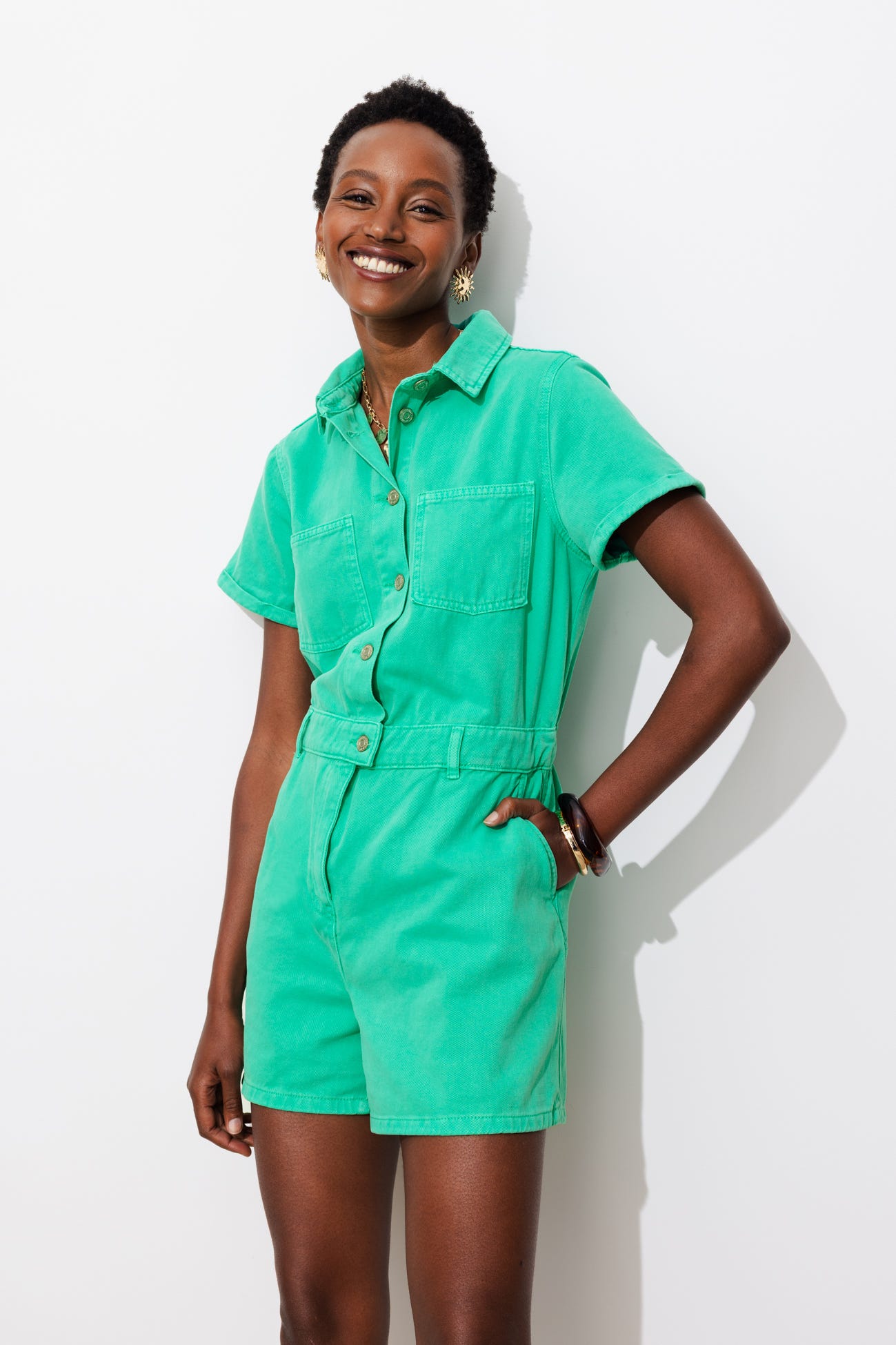 Combishort en toile Femme