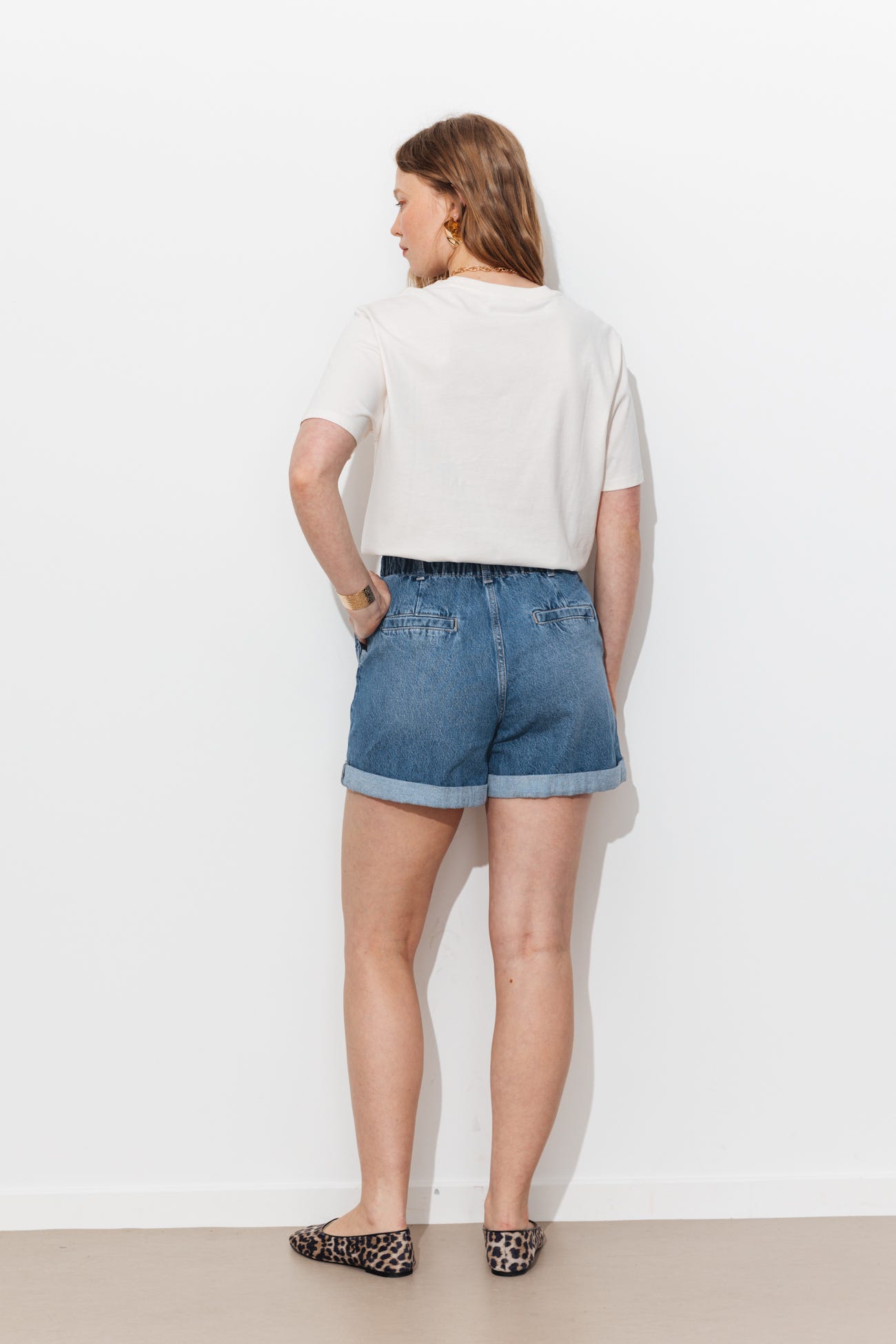 Short en jean à boutons Femme
