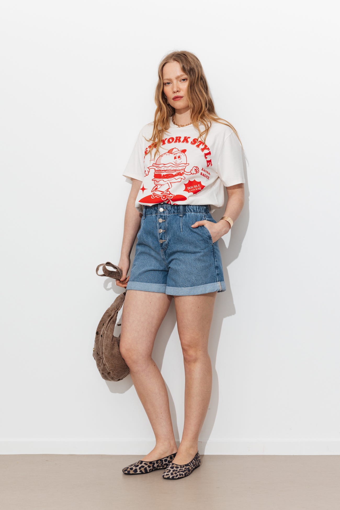 Short en jean à boutons Femme