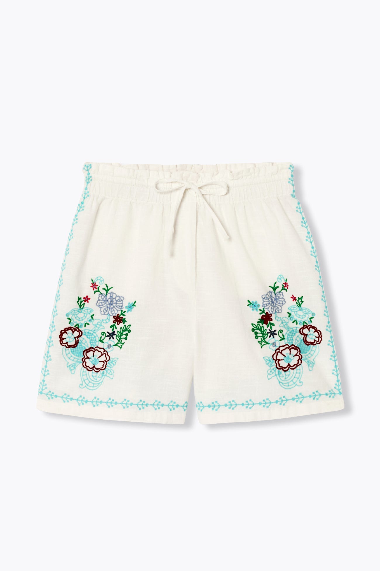 Short en coton brodé Femme