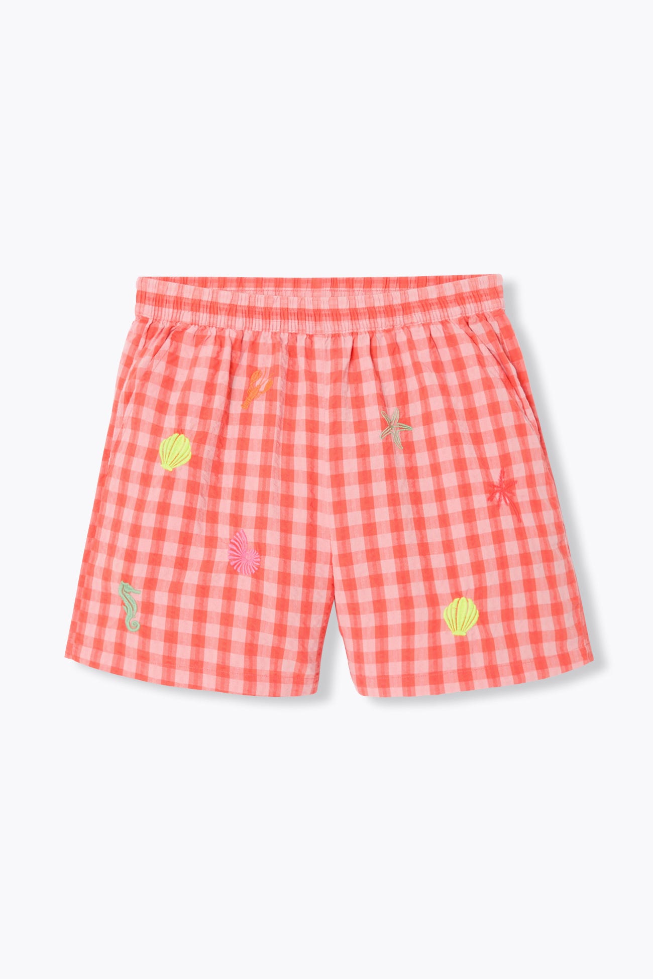 Short brodé à carreaux Femme