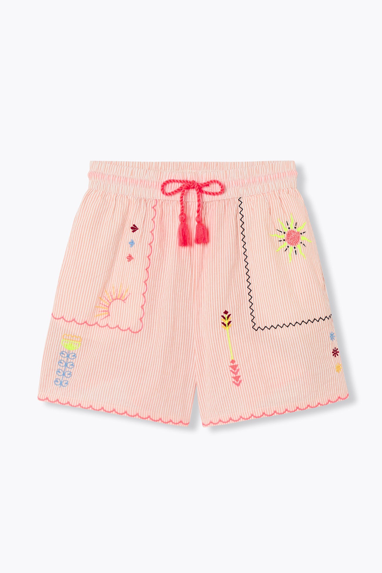 Striped embroidered shorts