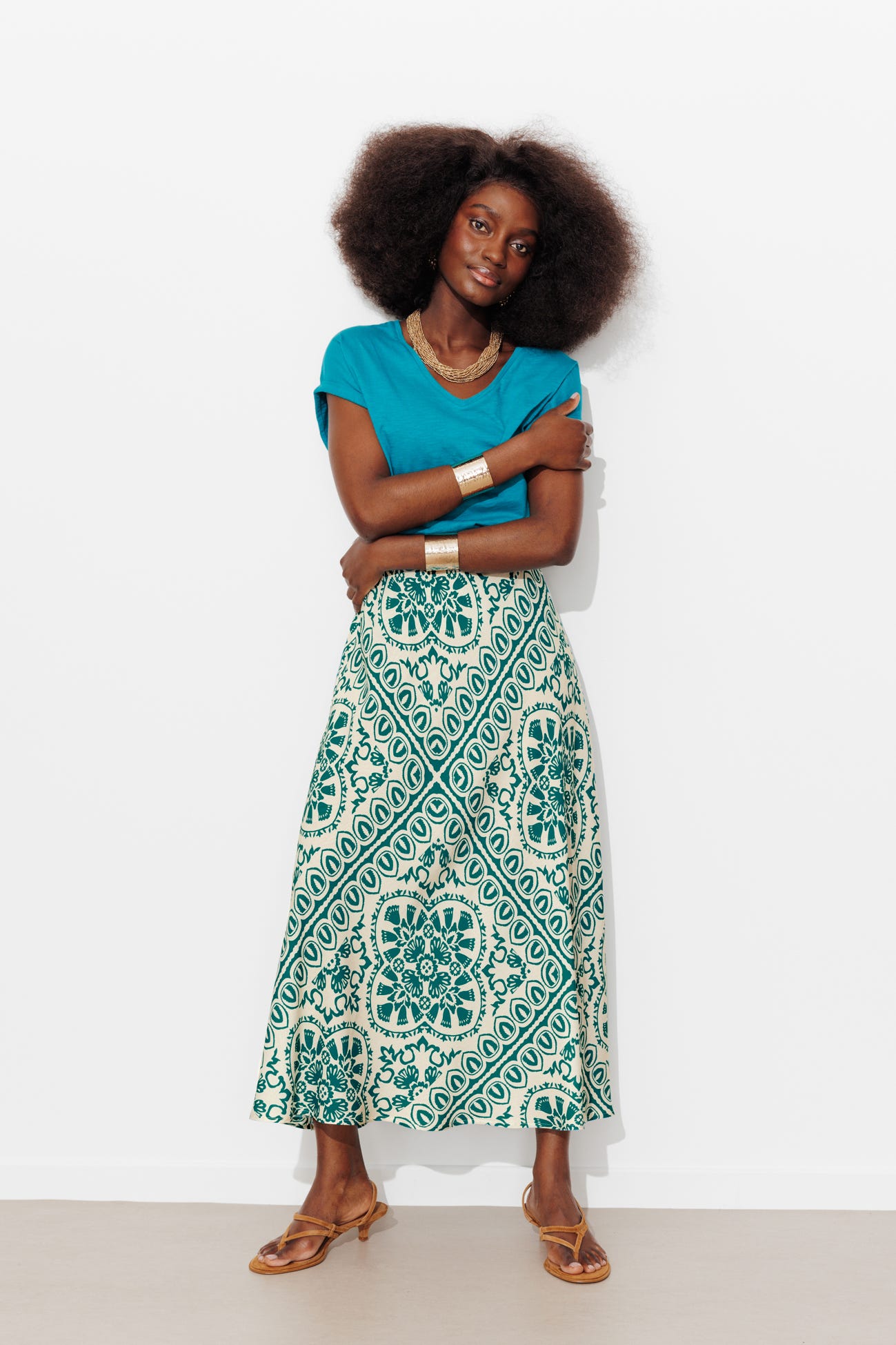 Jupe imprimée évasée Femme