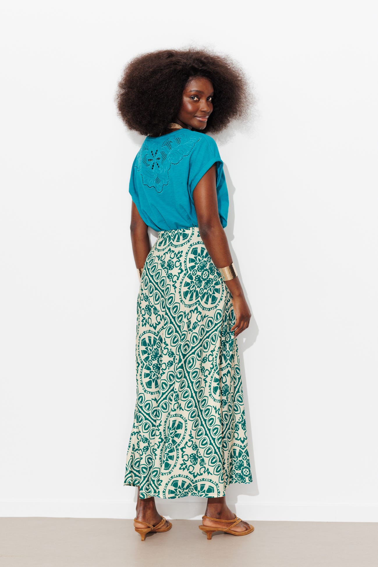 Jupe imprimée évasée Femme