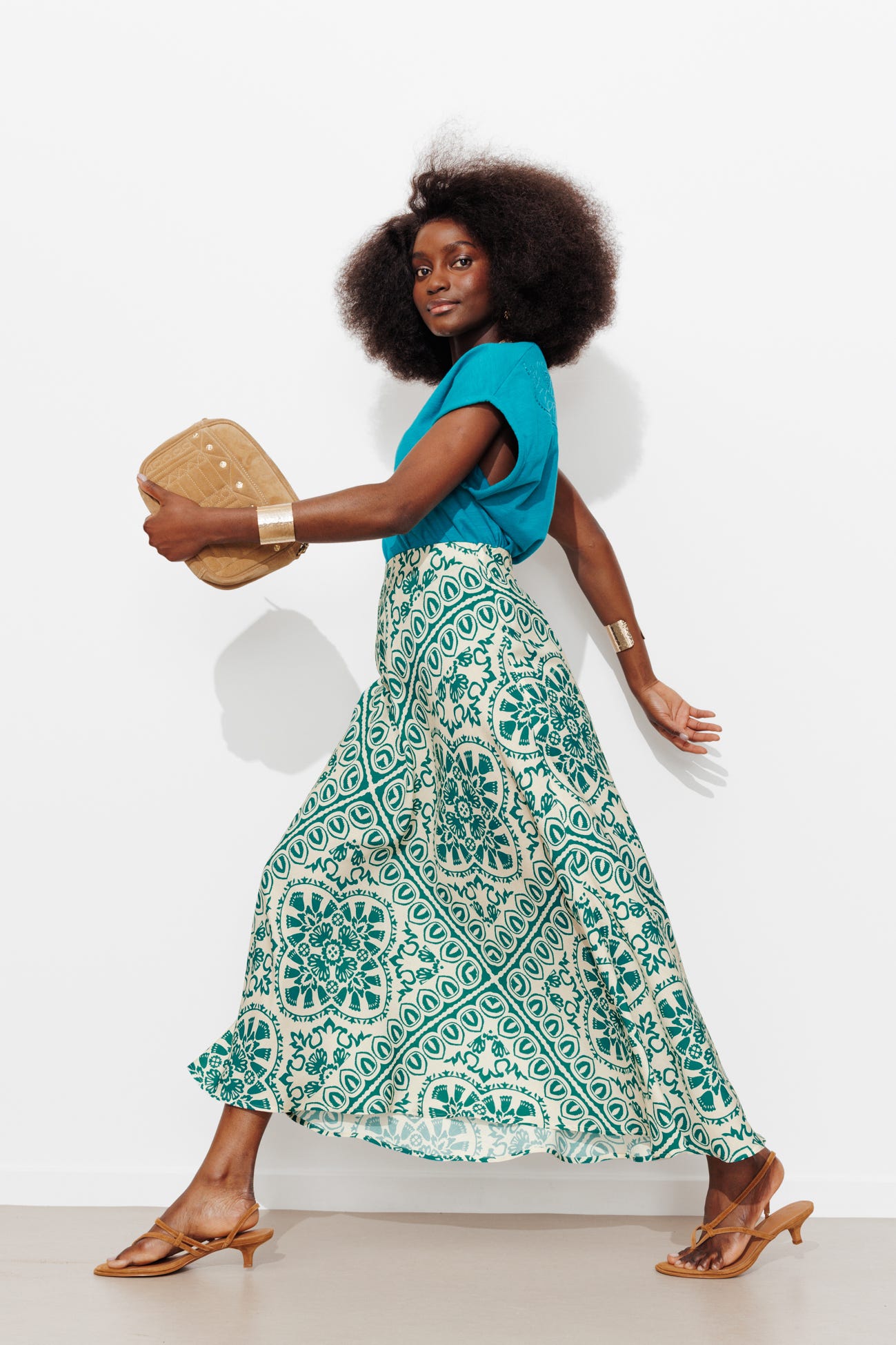 Jupe imprimée évasée Femme