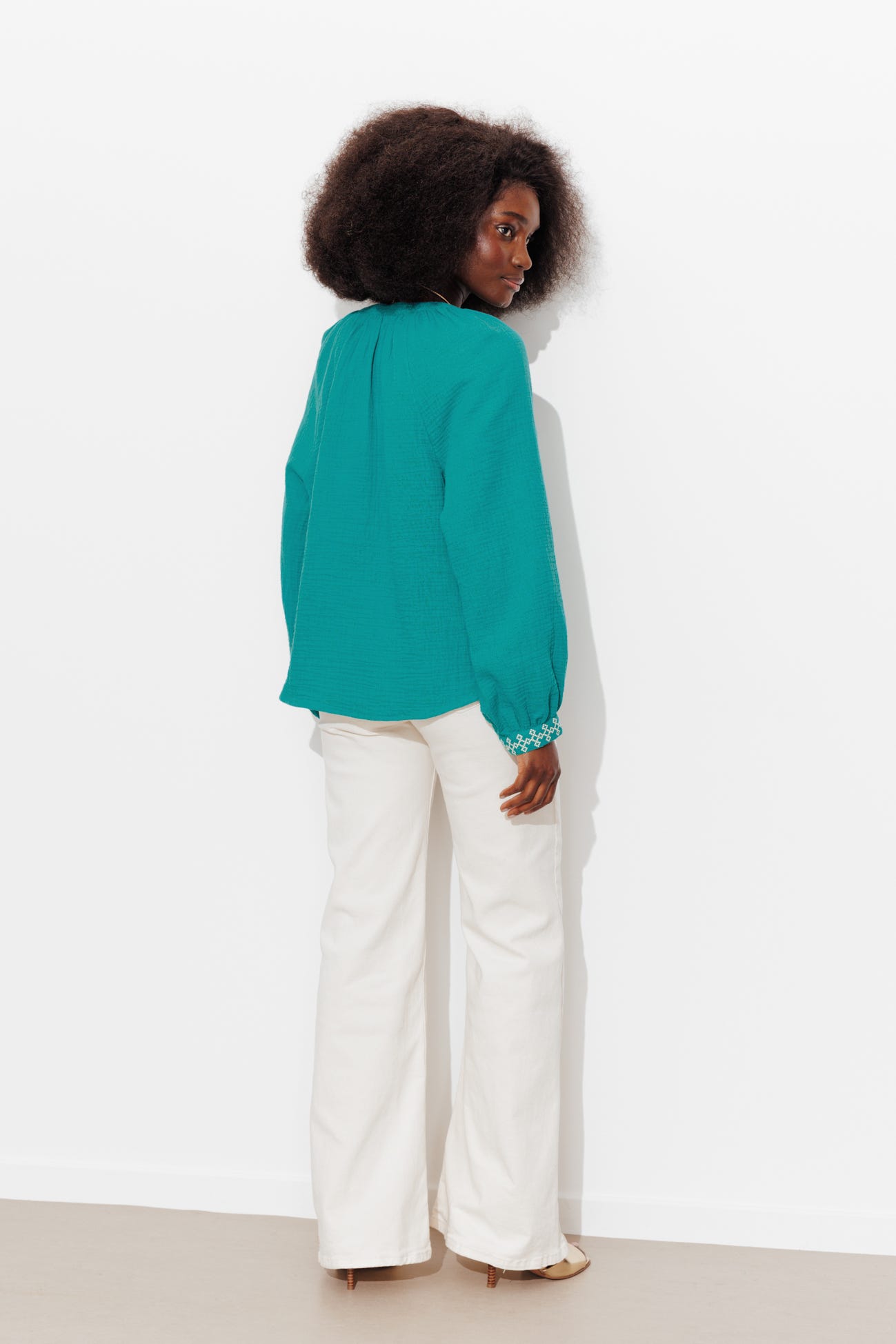 Blouse brodée gaze de coton