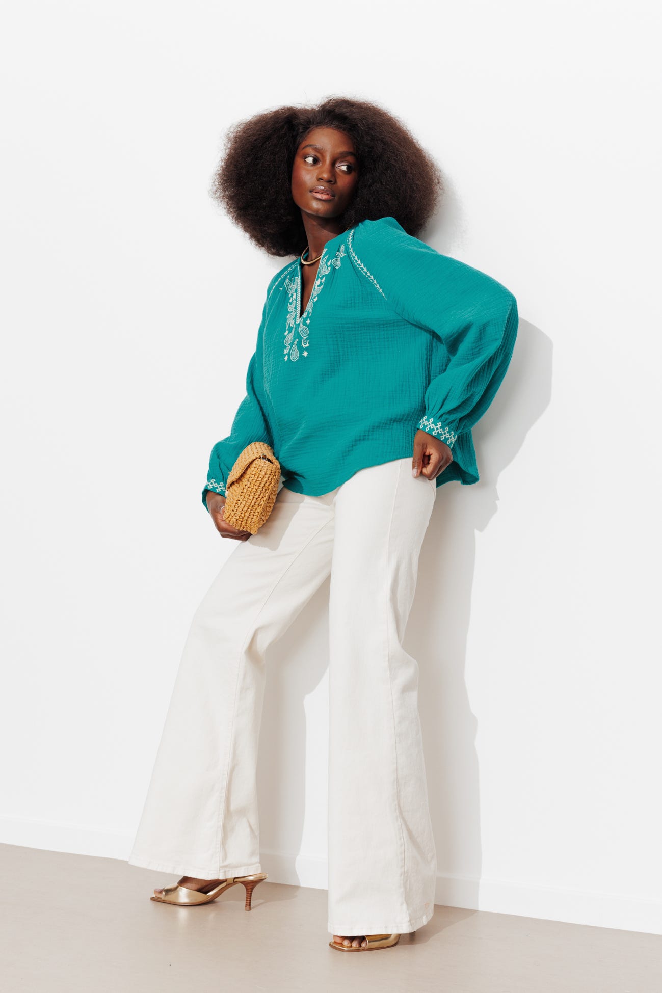 Blouse brodée gaze de coton