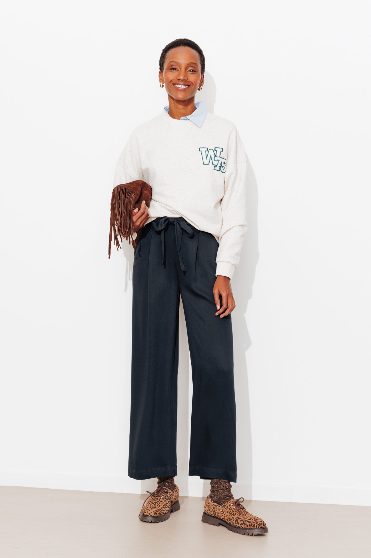 Pantalon large ceinturé Femme