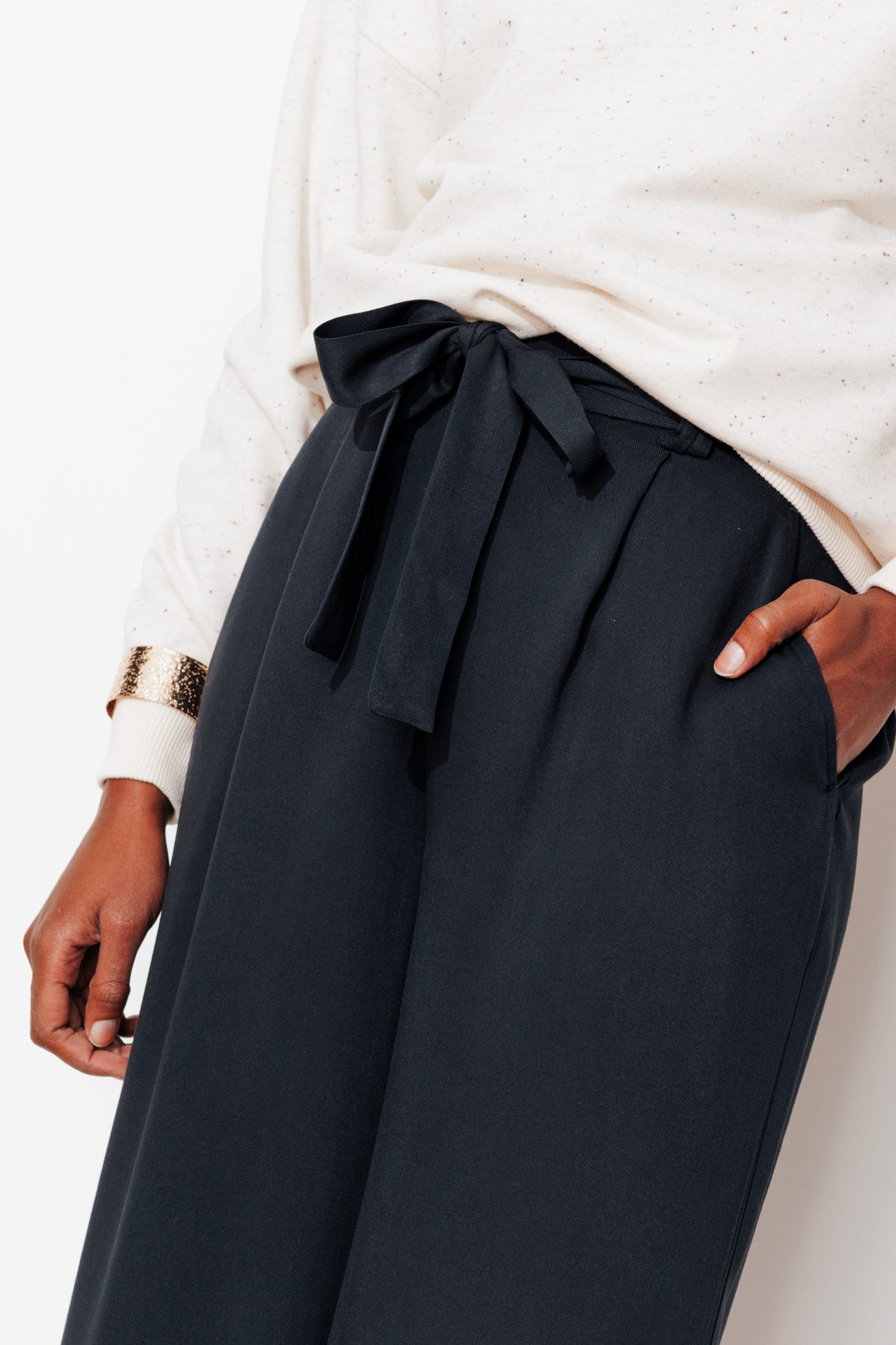 Pantalon large ceinturé Femme