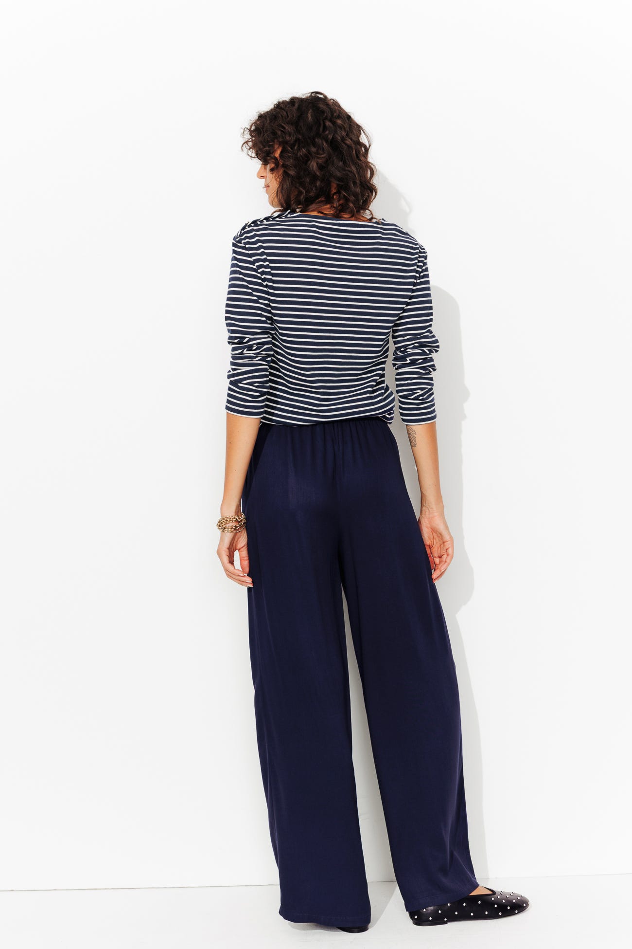 Pantalon large taille haute