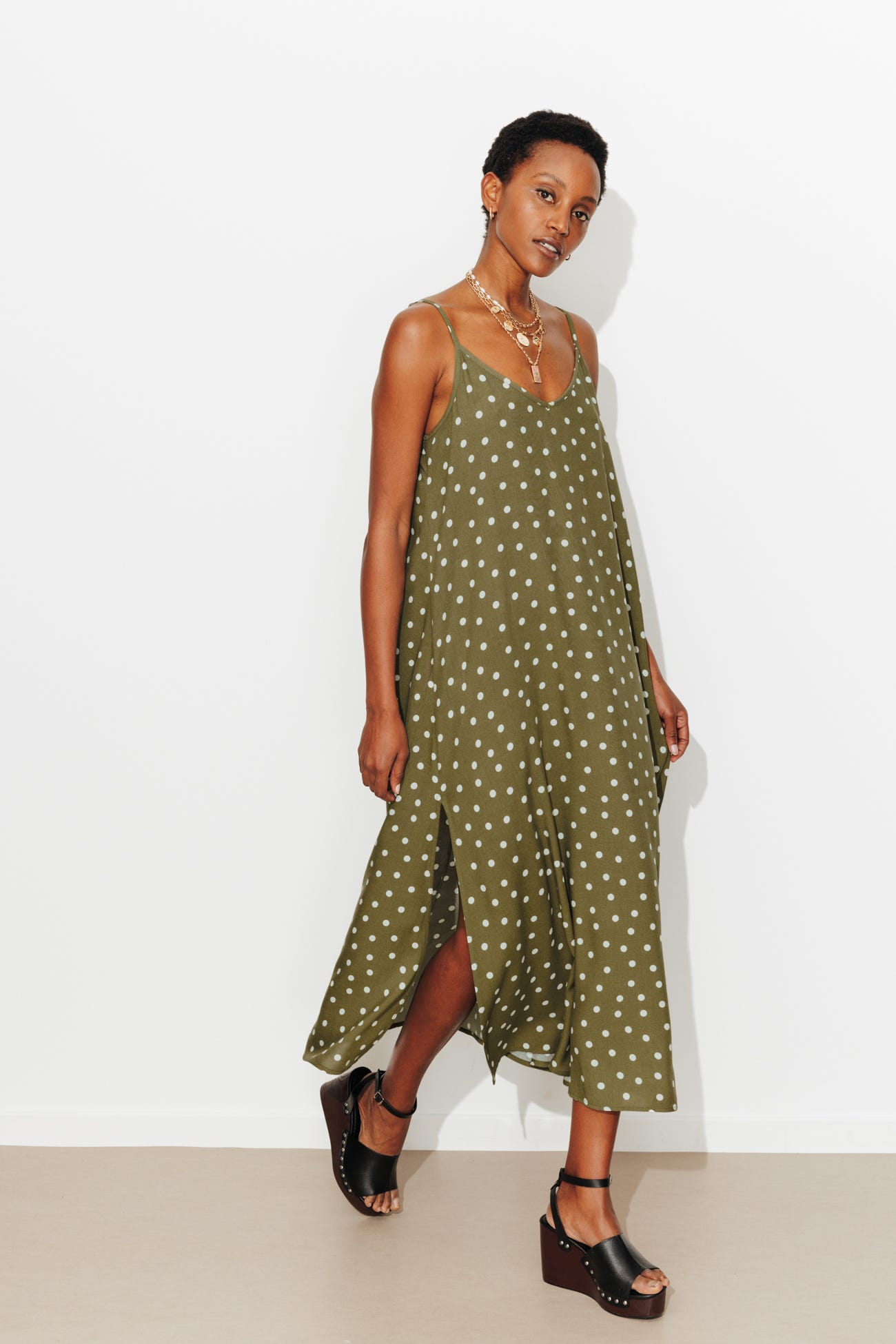 Robe longue à pois Femme