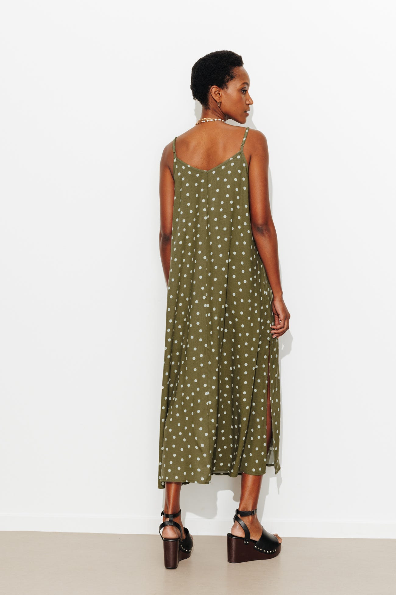 Robe longue à pois Femme