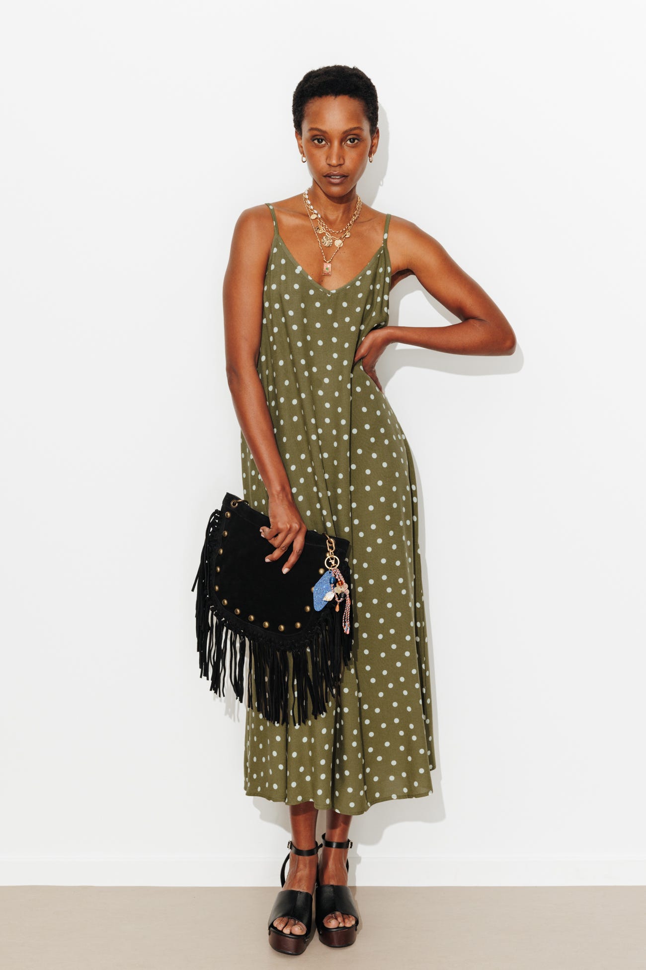 Robe longue à pois Femme