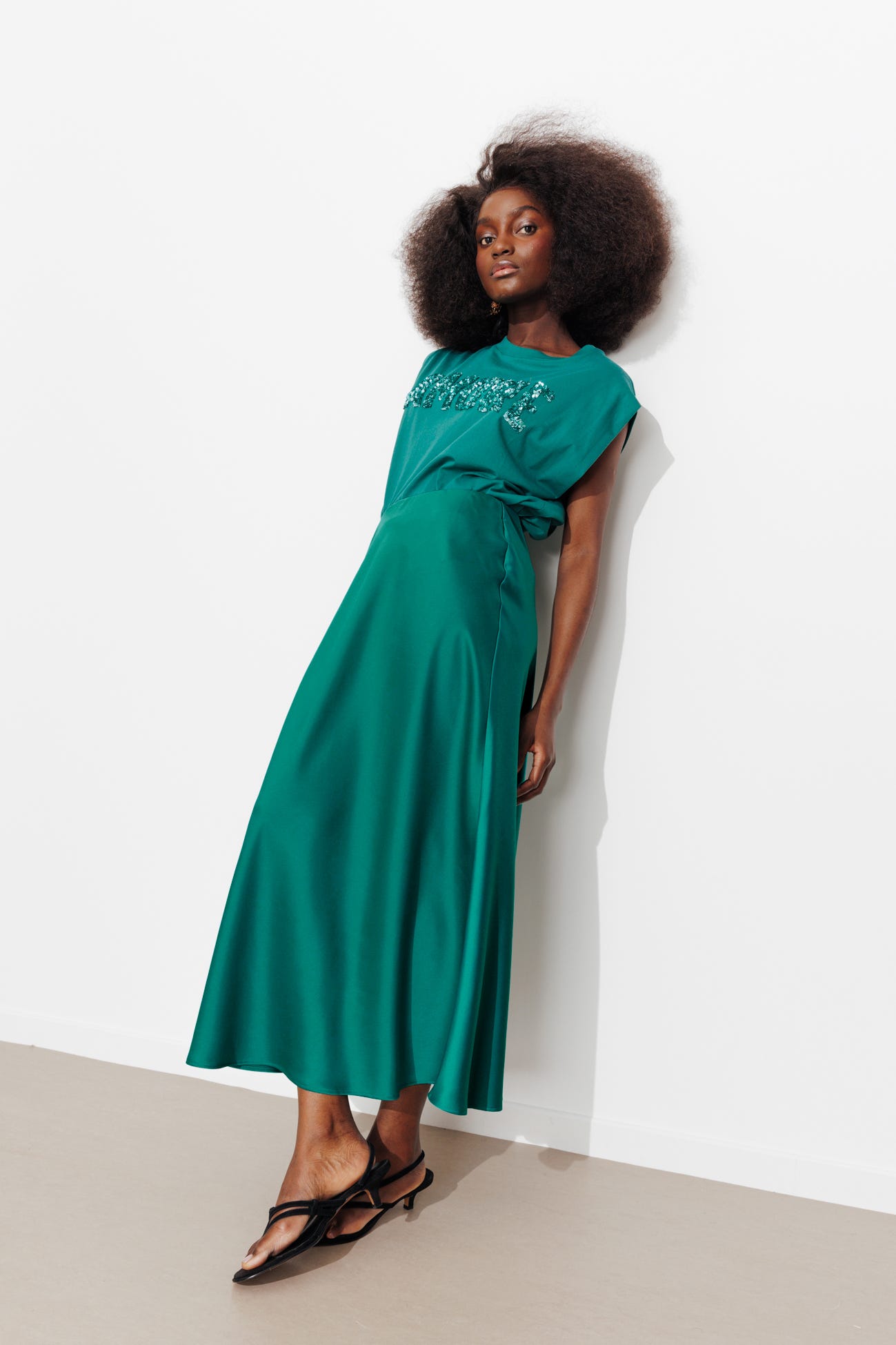 Jupe unie en satin Femmme