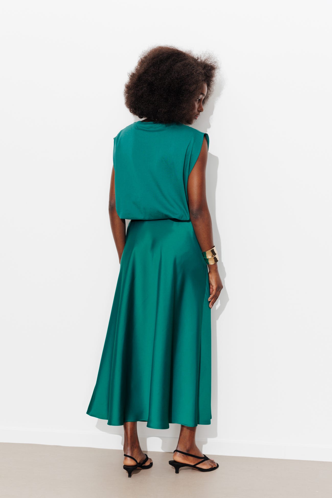 Jupe unie en satin Femmme