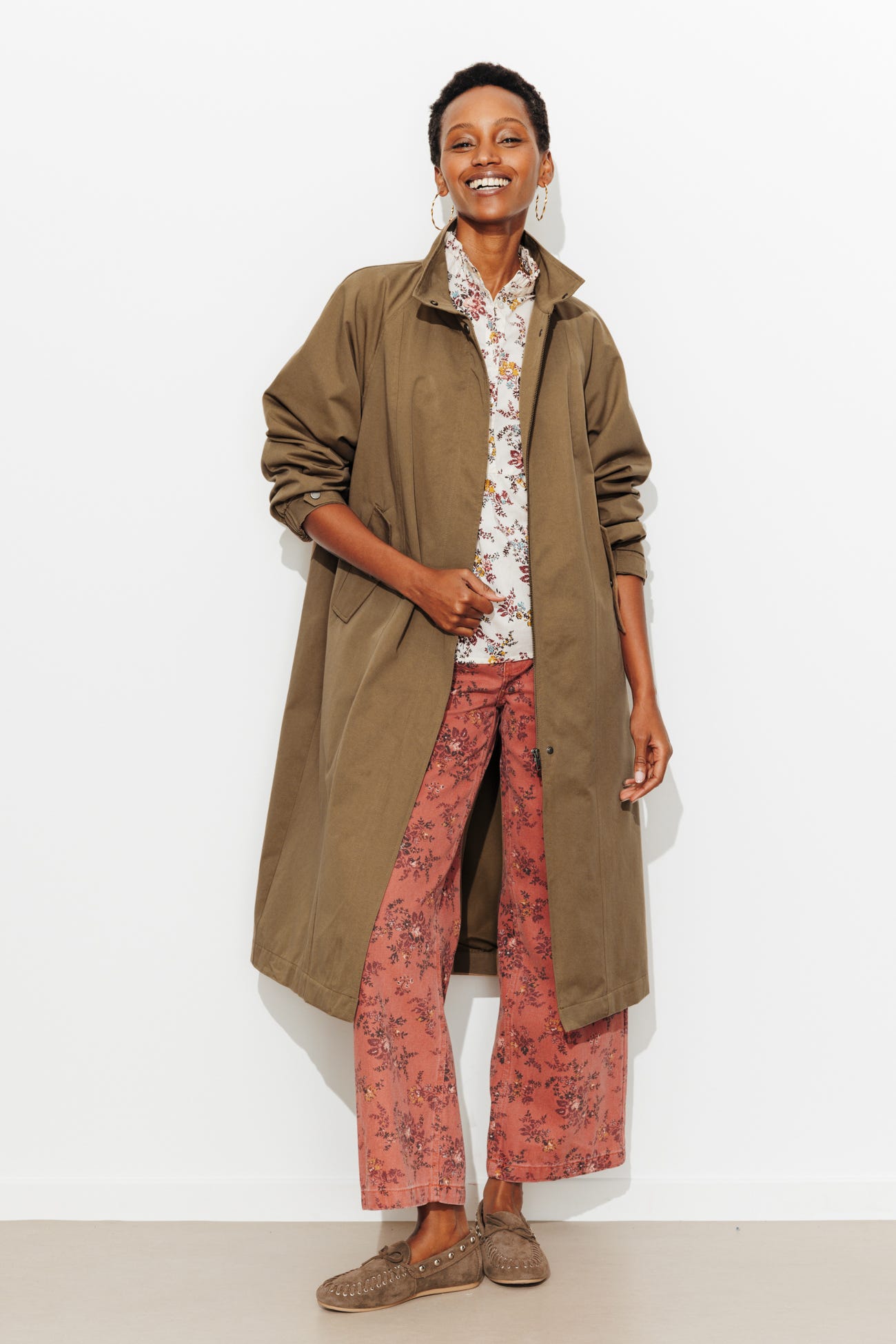 Trench long fluide Femme