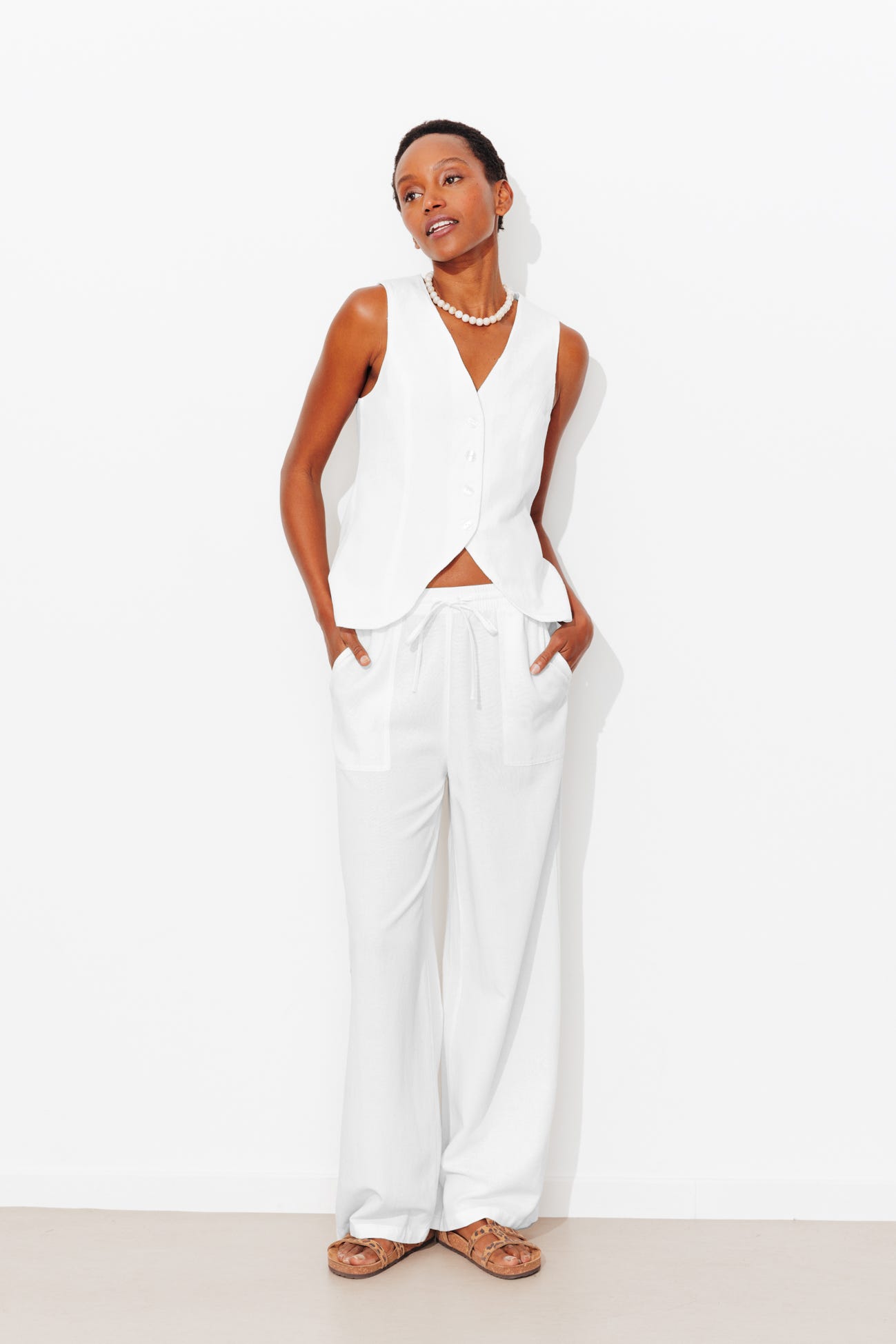 Pantalon large et uni Femme