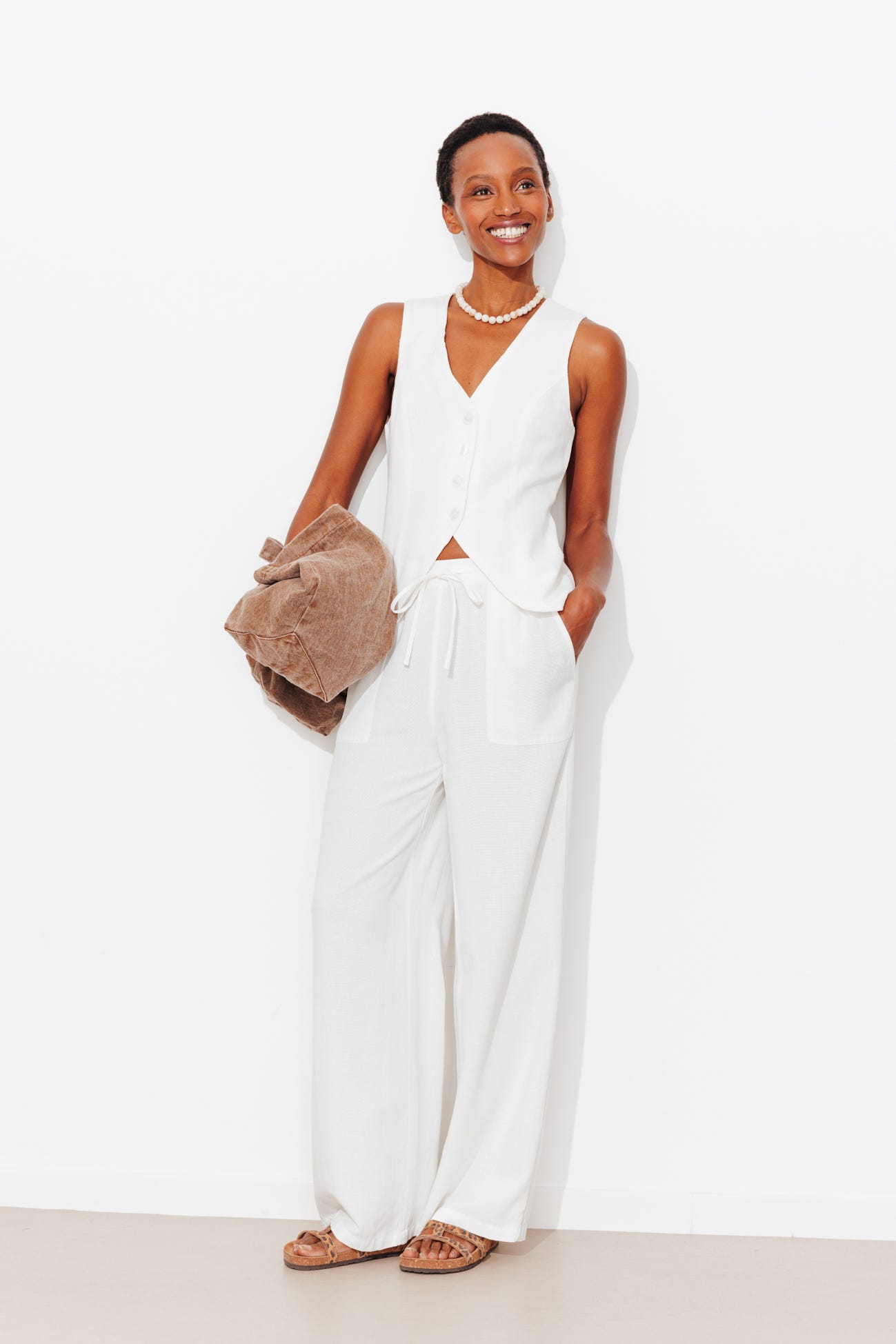 Pantalon large et uni Femme