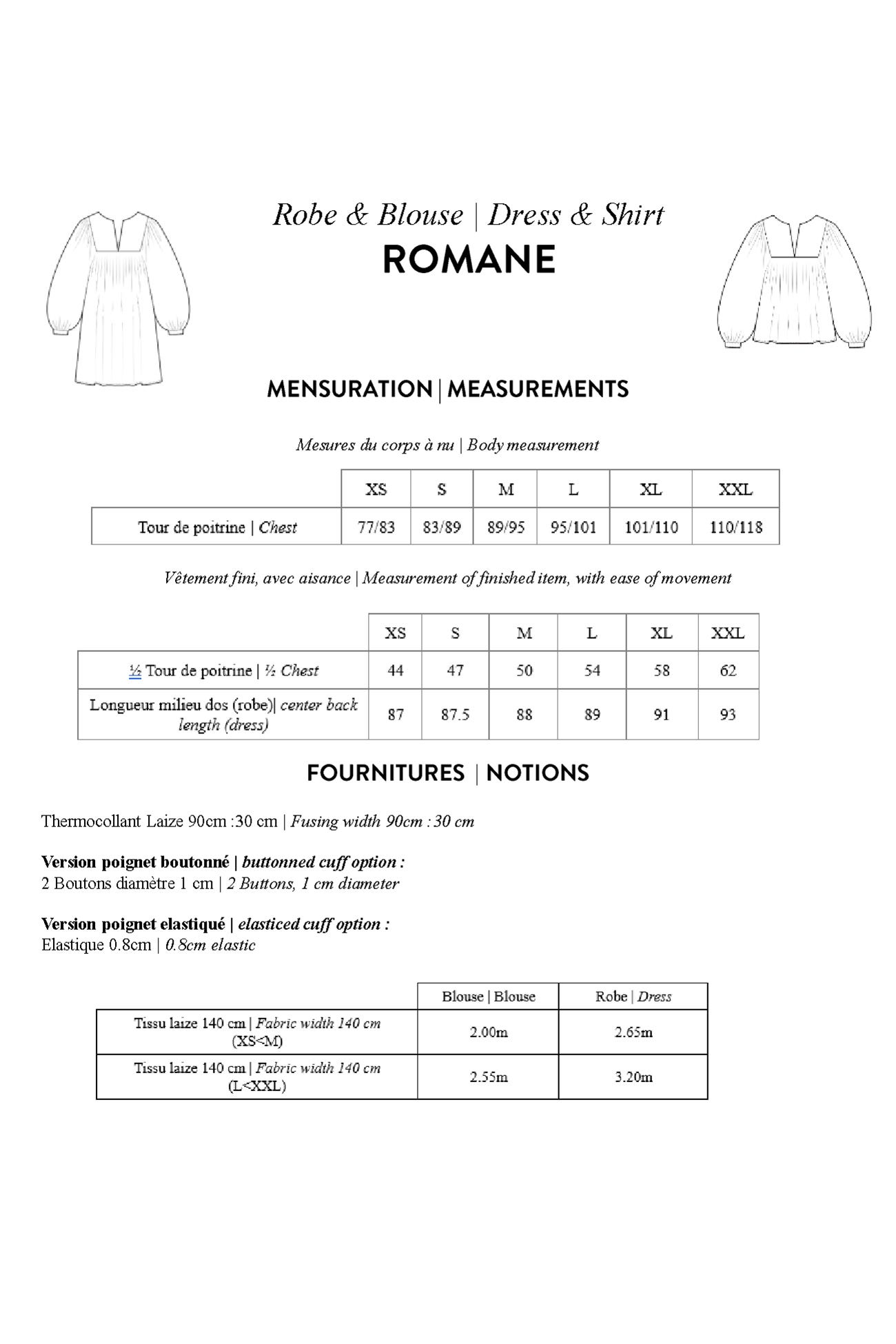 PDF-Schnittmuster Bluse ROMANE