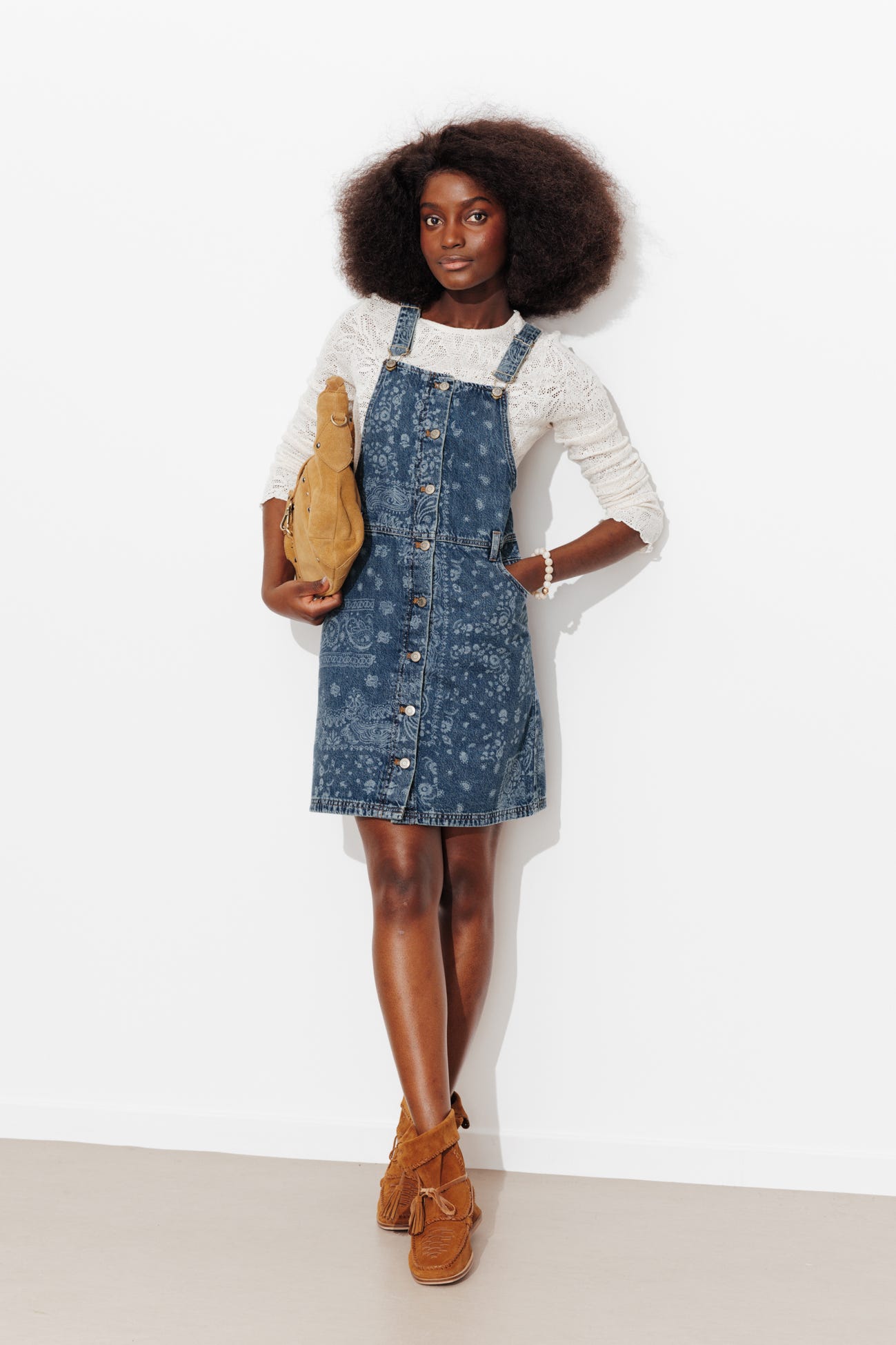 Denim faded pattern dress