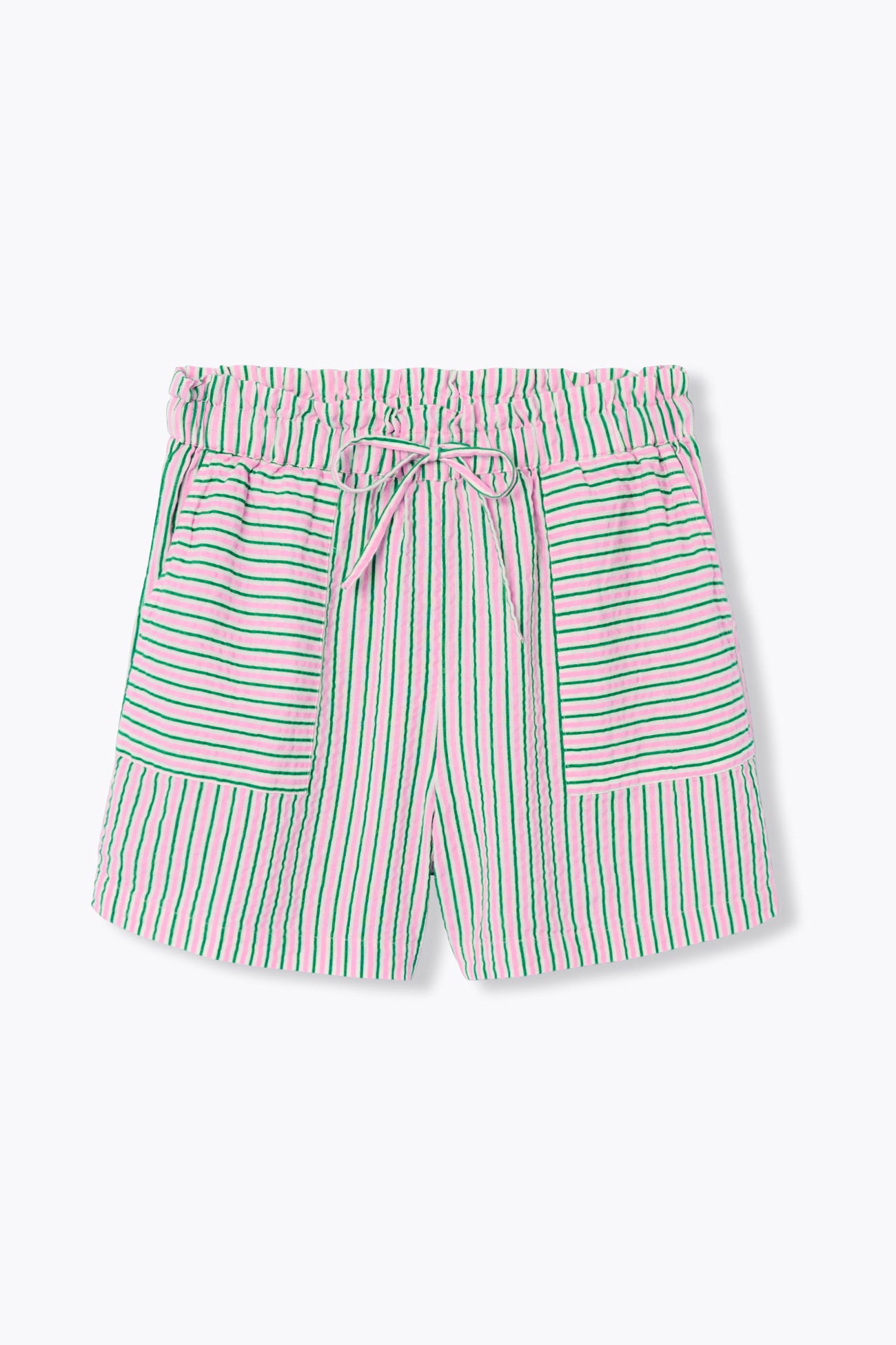Striped paper bag shorts 