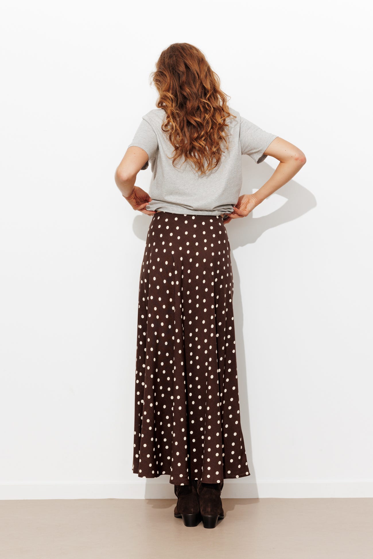 Flared dotted skirt