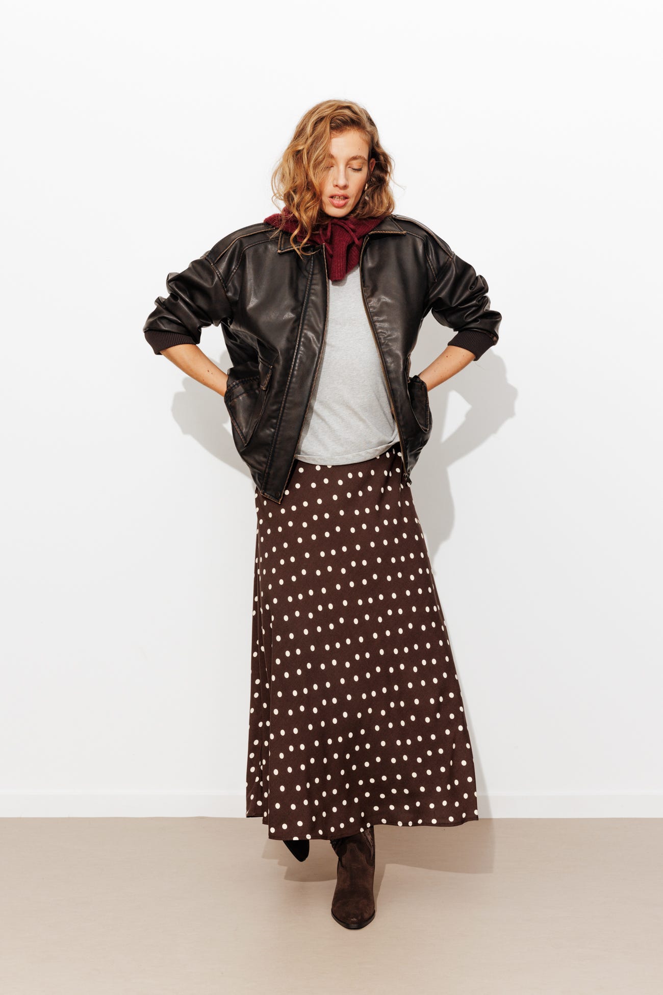 Flared dotted skirt