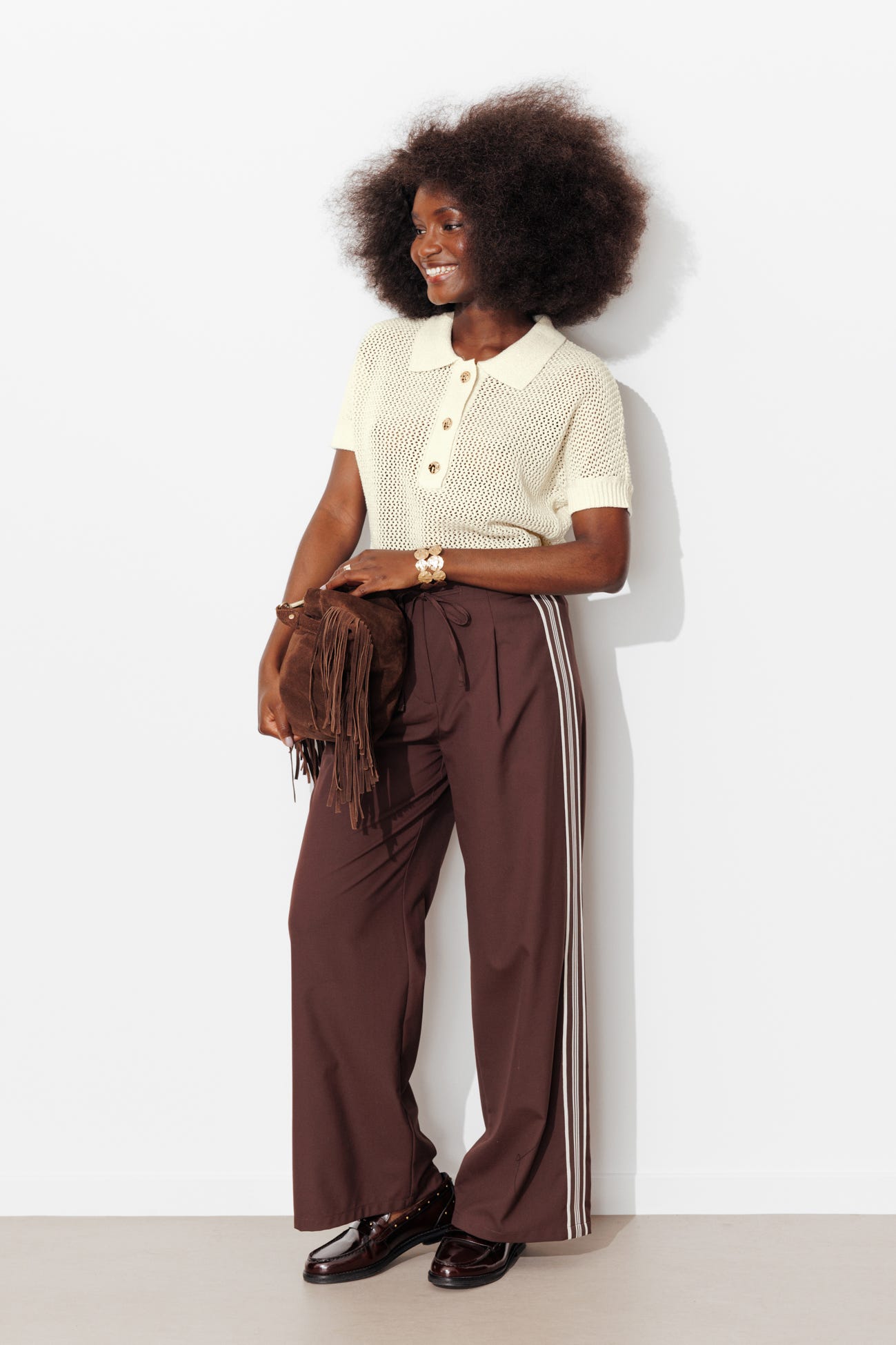 Pull polo pailleté Femme