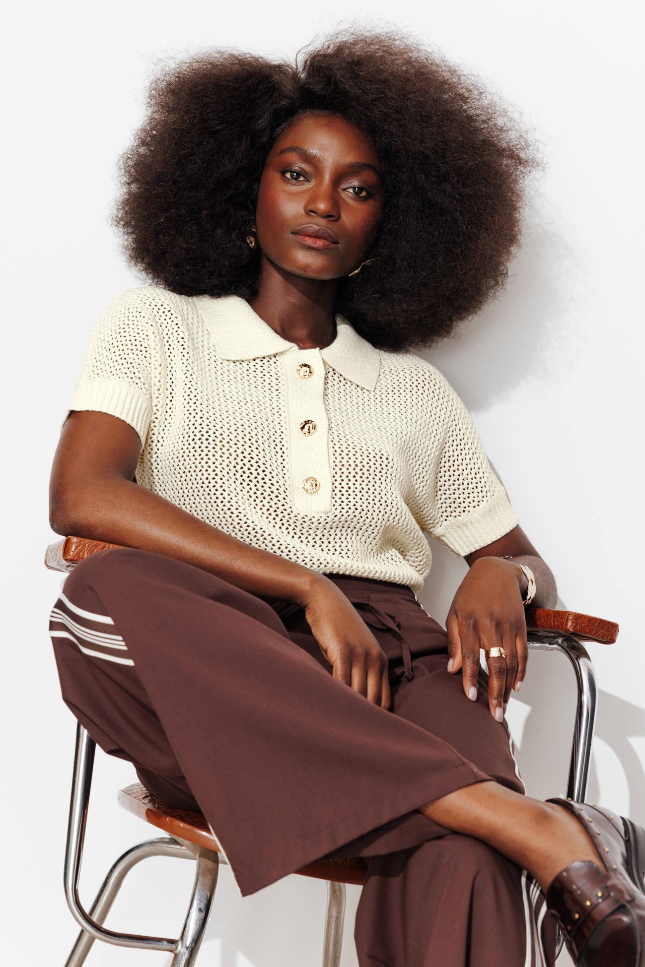 Pull polo pailleté Femme