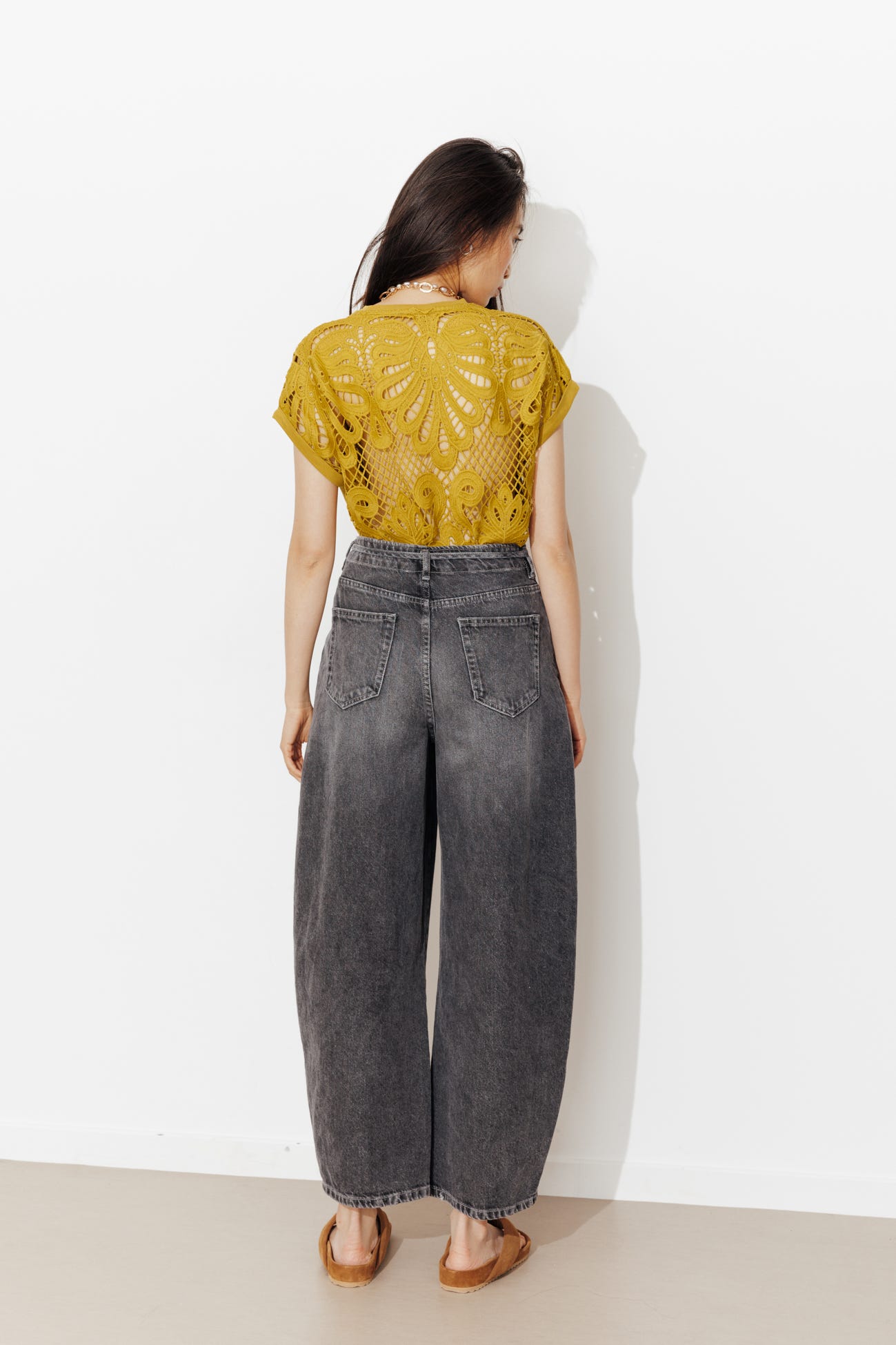 T-shirt dos en guipure Femme