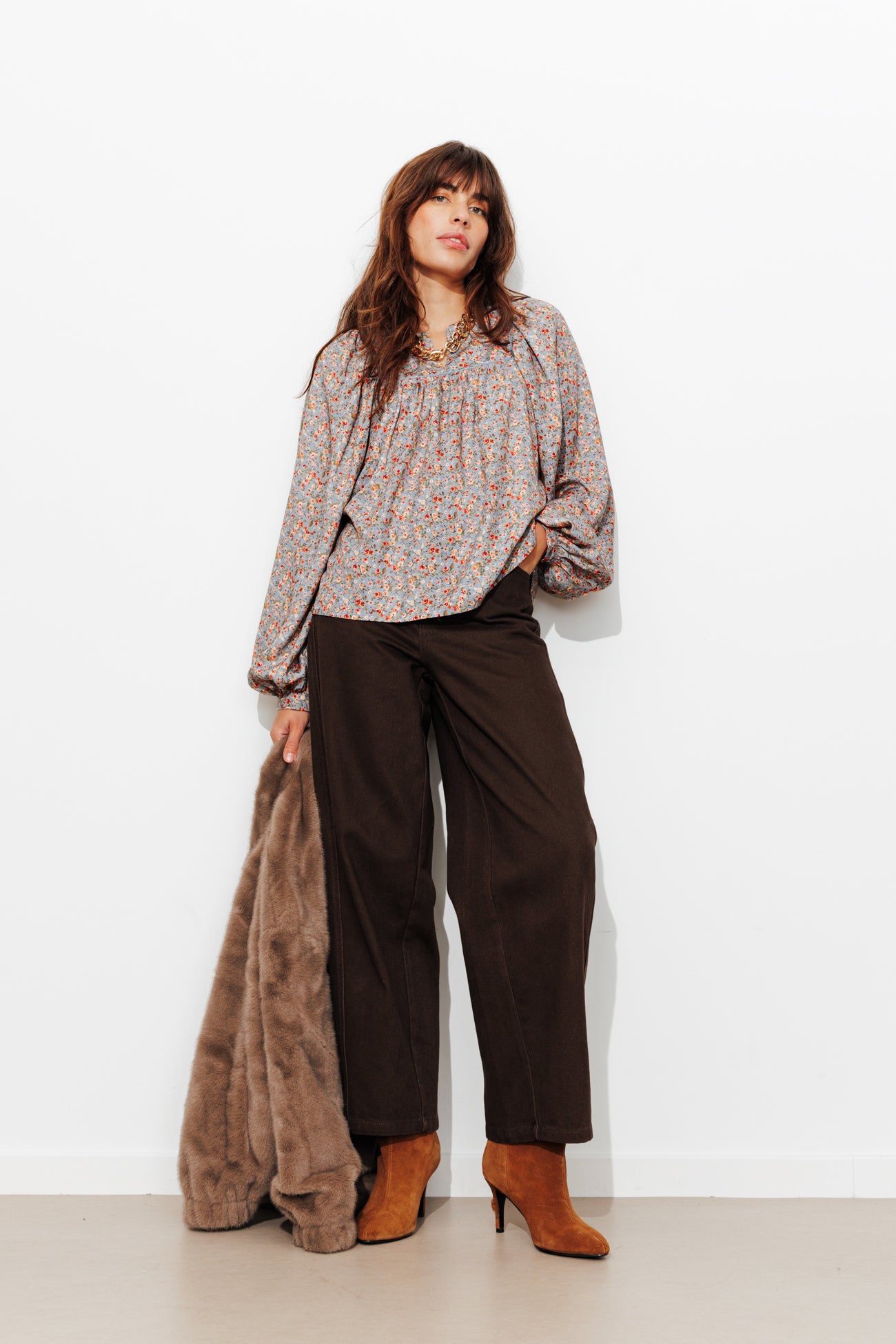 Blouse à fleurs Femme - Imprimé bleu