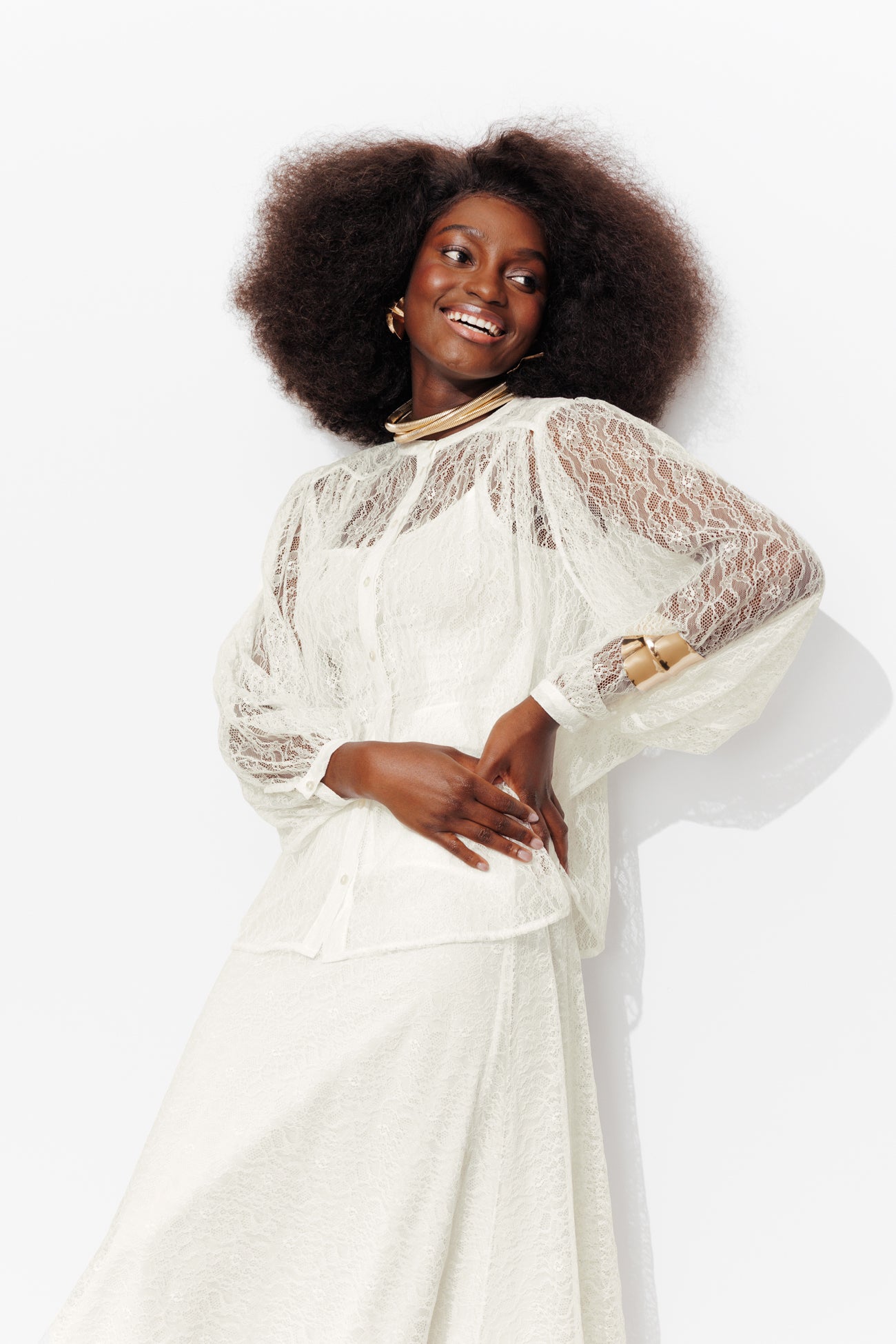 Oversized lace shirt - Ecru