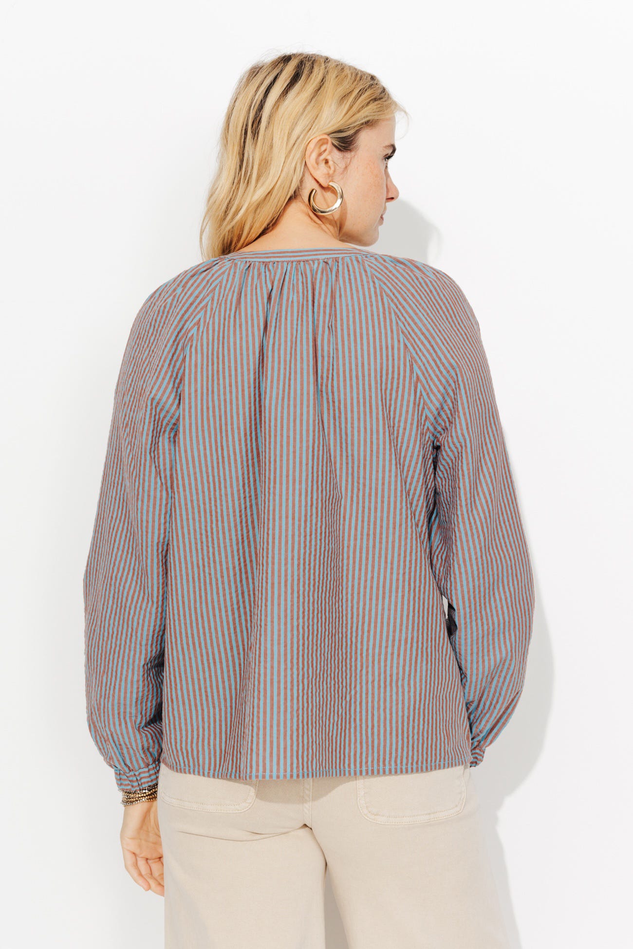 Blusa a righe bicolore