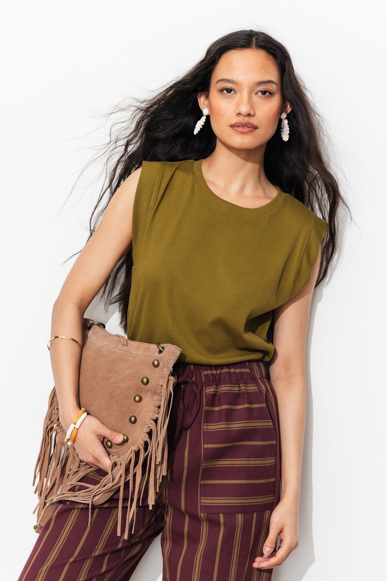 T-shirt en jersey côtelé Femme