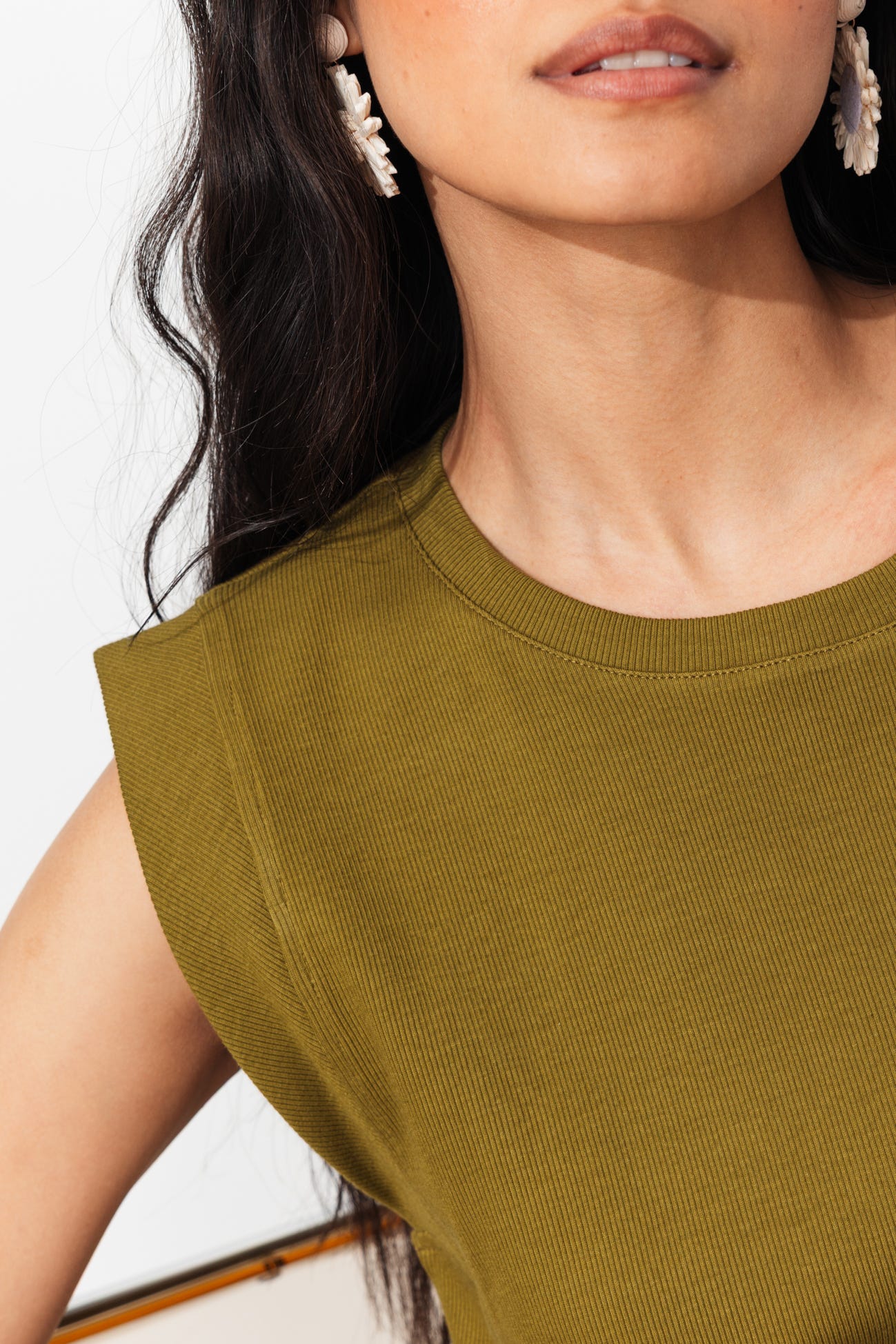 T-shirt en jersey côtelé Femme