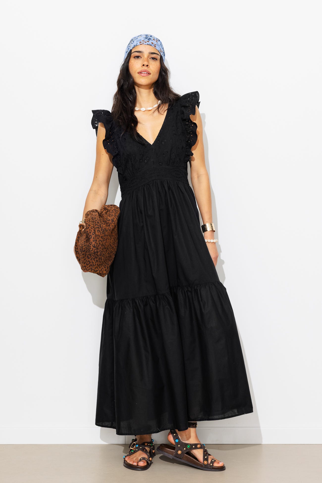 Robe longue broderie anglaise